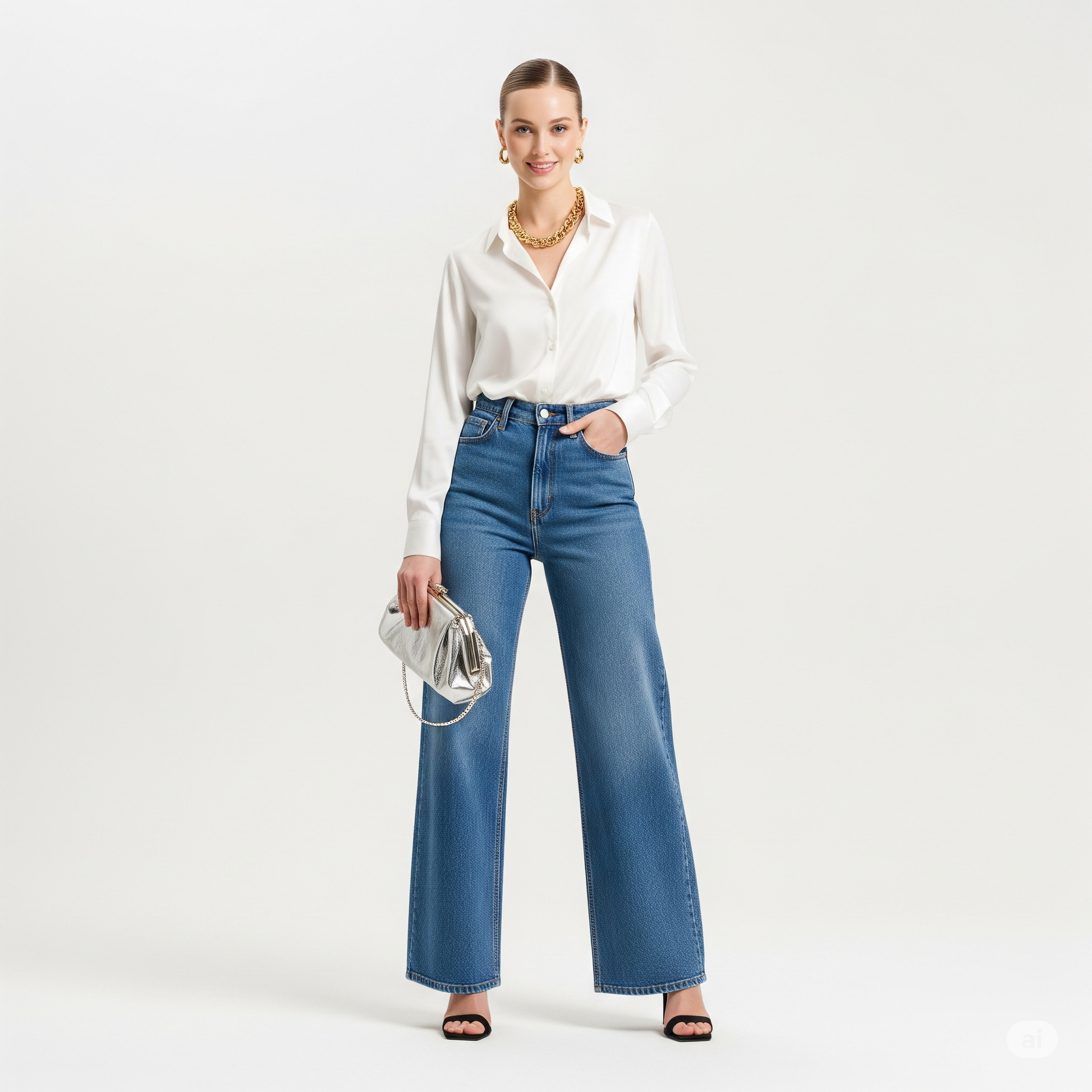 Women's Satin Shirts - White