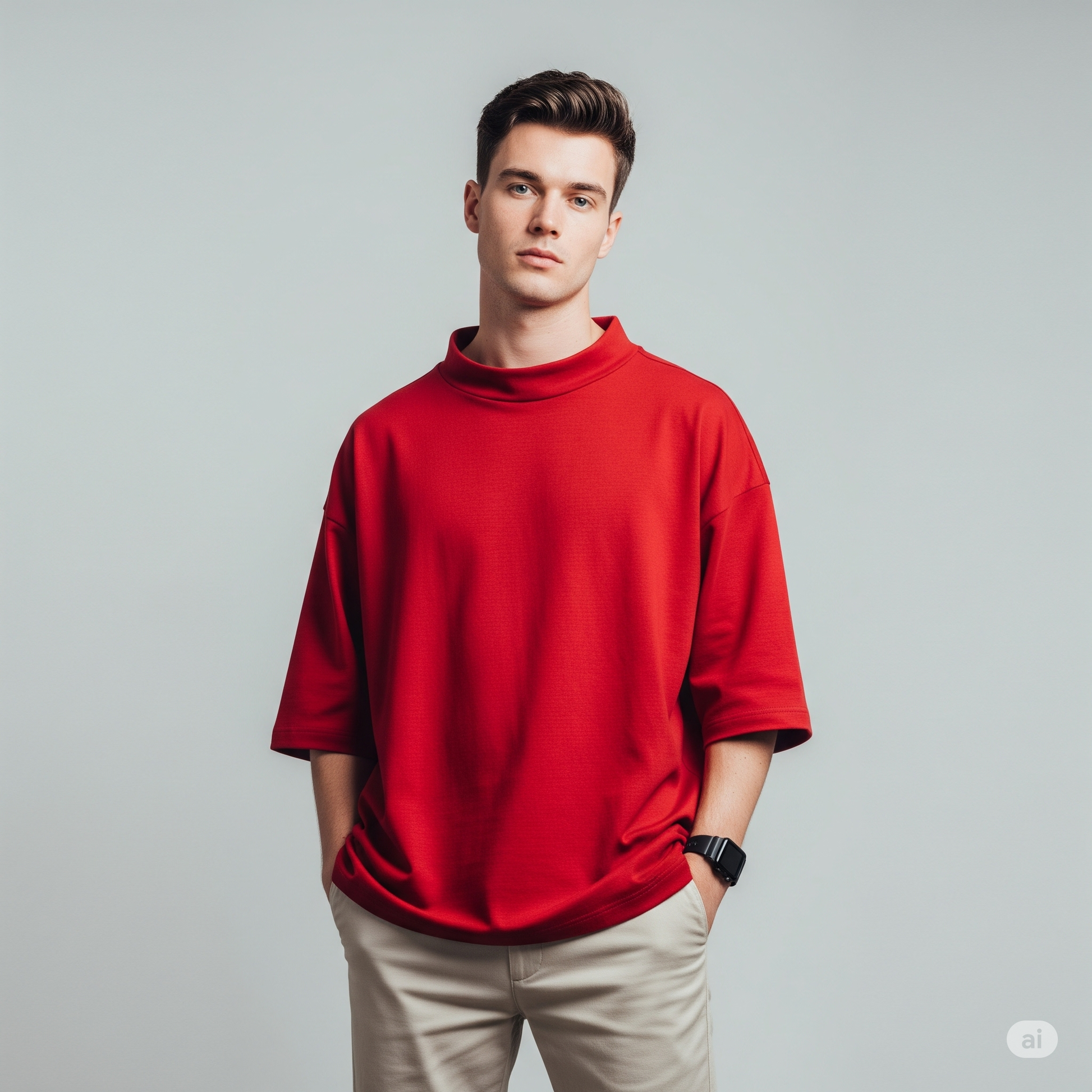 Drop Shoulder French terry T-shirt - Heatwave