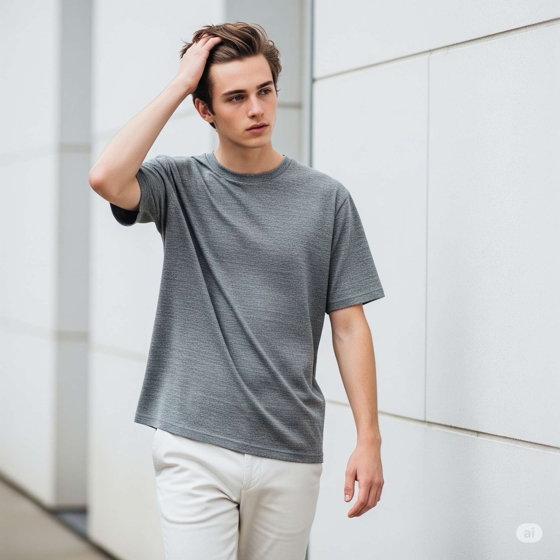 Waffled Men's T-Shirt - Gray