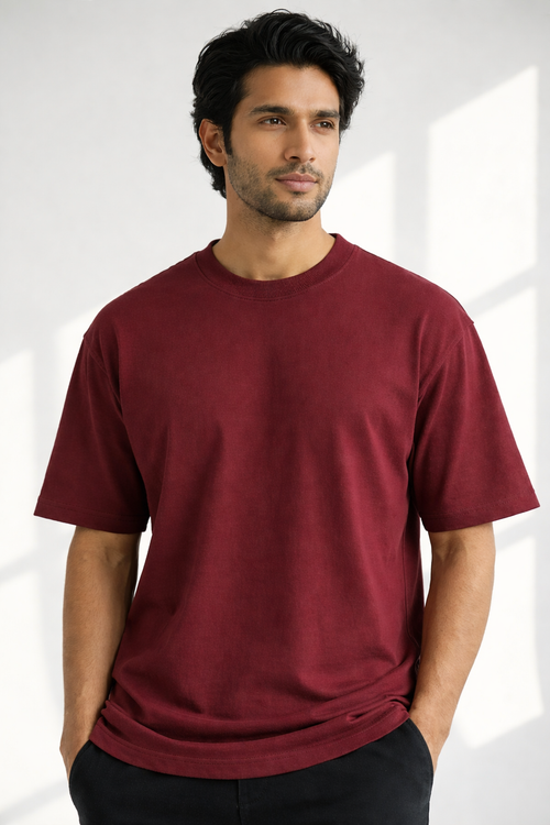 Men's T-Shirt – GNB Royal Maroon Oversized Heavy Tee