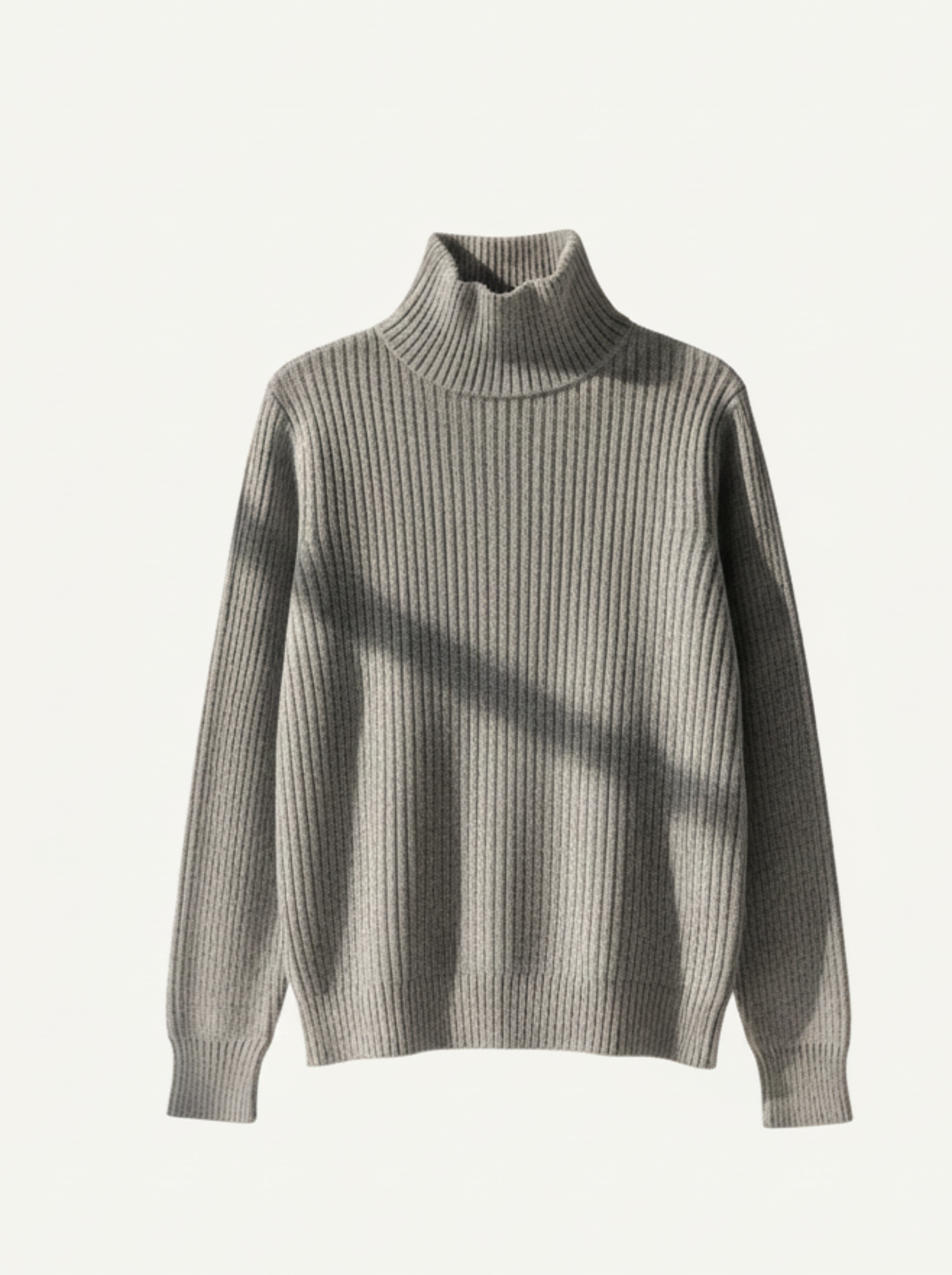 Turtleneck Men's Sweater Ribbed Grey