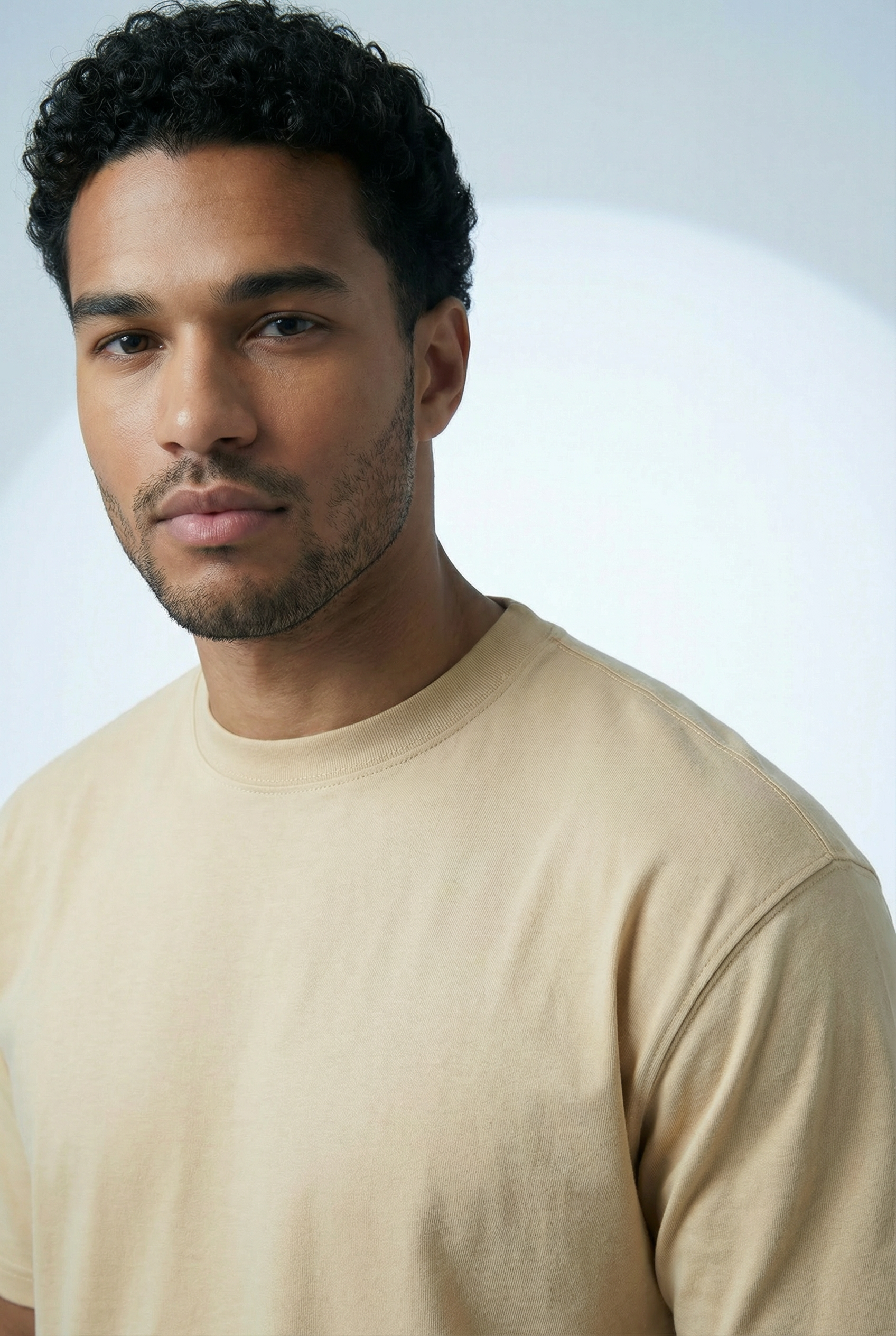 Men’s Urban Elite Vibe Oversized Heavy Cotton T-Shirt – Beige Aura