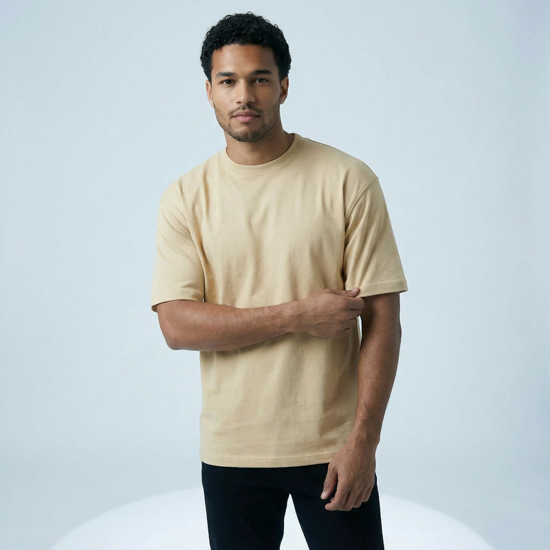 Men's T-Shirt – GNB Desert Luxe Relaxed Fit / Loose Fit (Oversized) Tee (Beige Aura)