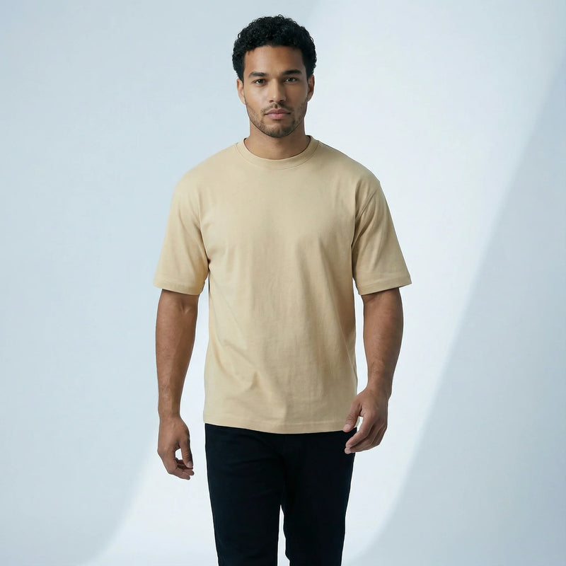 Men's T-Shirt – GNB Desert Luxe Relaxed Fit / Loose Fit (Oversized) Tee (Beige Aura)
