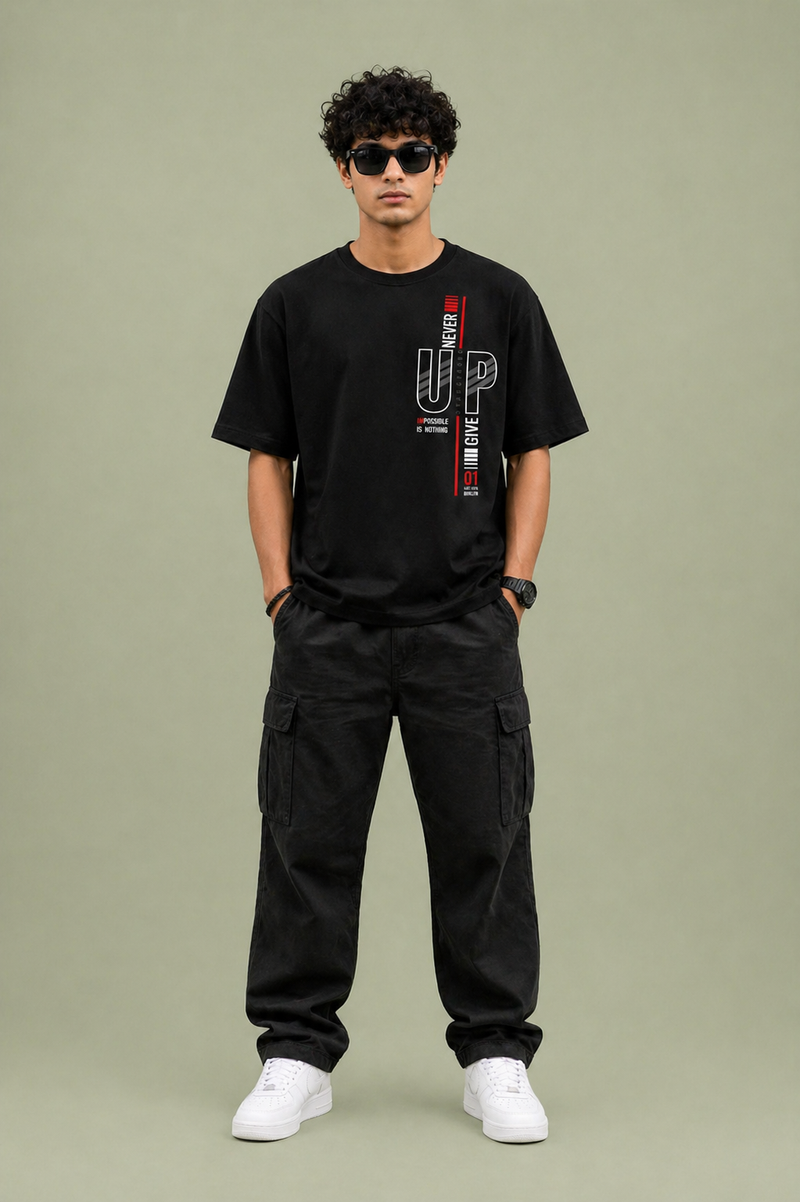 GNB “Relentless Line” Oversized Tee – Black