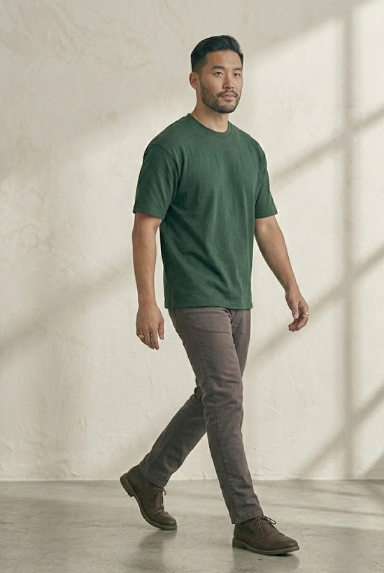 Men's T-Shirt – Verdant Flow Relaxed Fit / Loose Fit (Oversized) (Green)