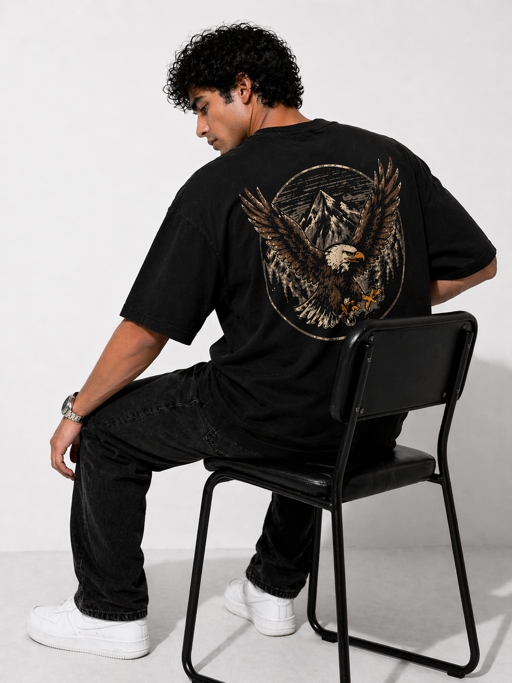 GNB Freedom Eagle Relaxed Fit / Loose Fit (Oversized) Tee – Black