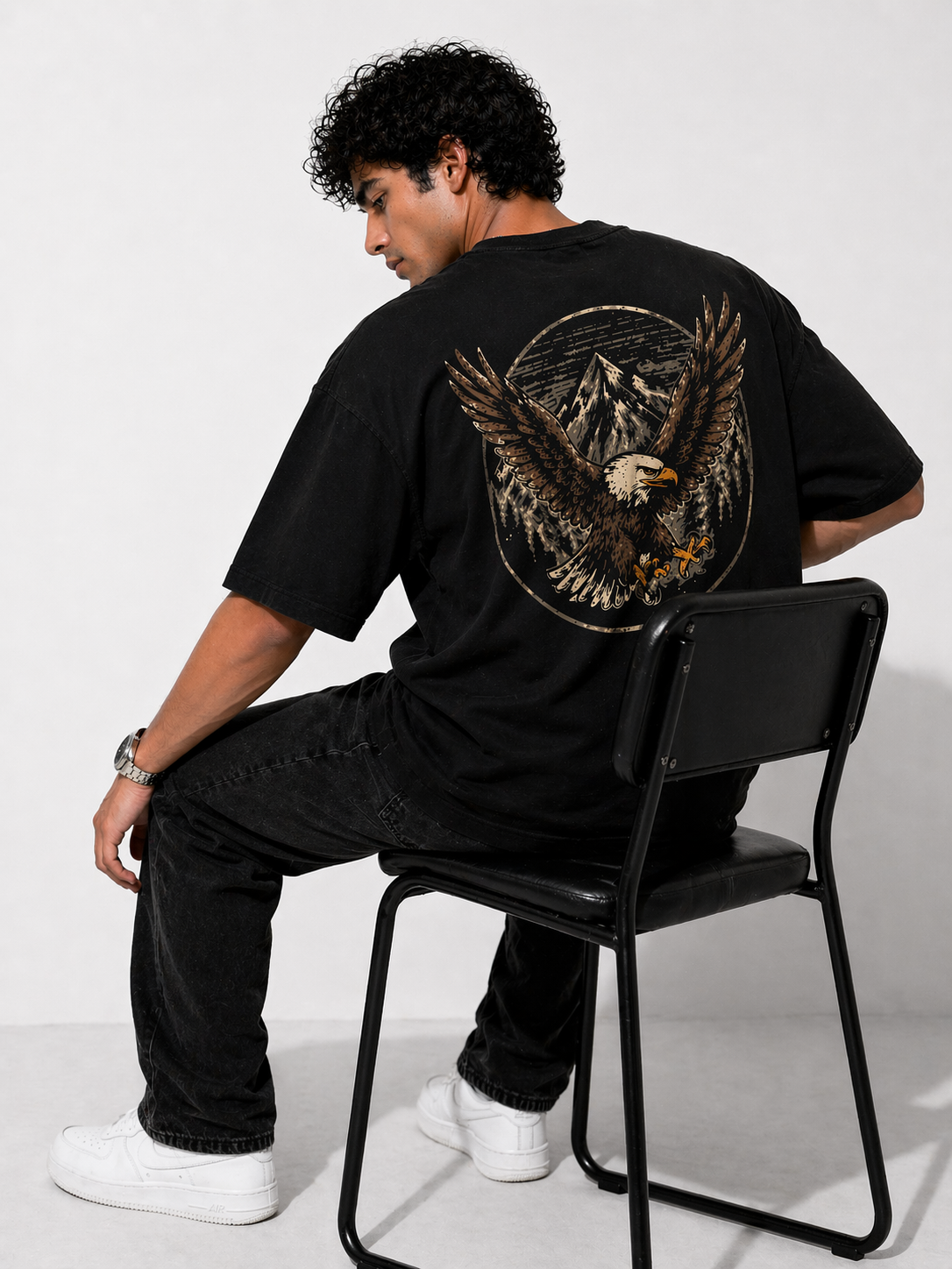 GNB Freedom Eagle Relaxed Fit / Loose Fit (Oversized) Tee – Black