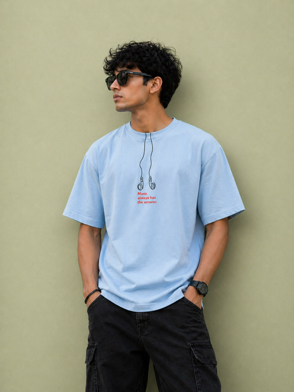 GNB “Sky Shinobi” Relaxed Fit Oversized Tee – Light Blue