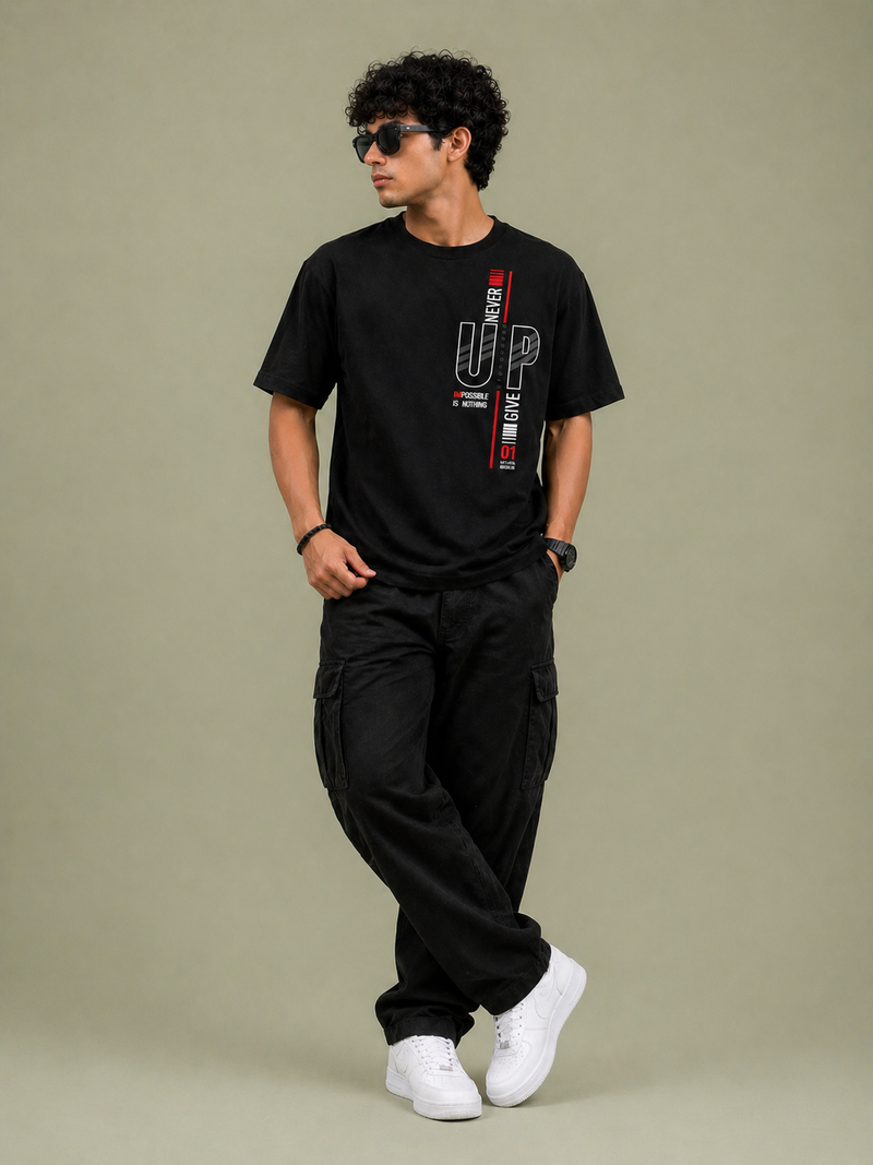 GNB “Relentless Line” Oversized Tee – Black