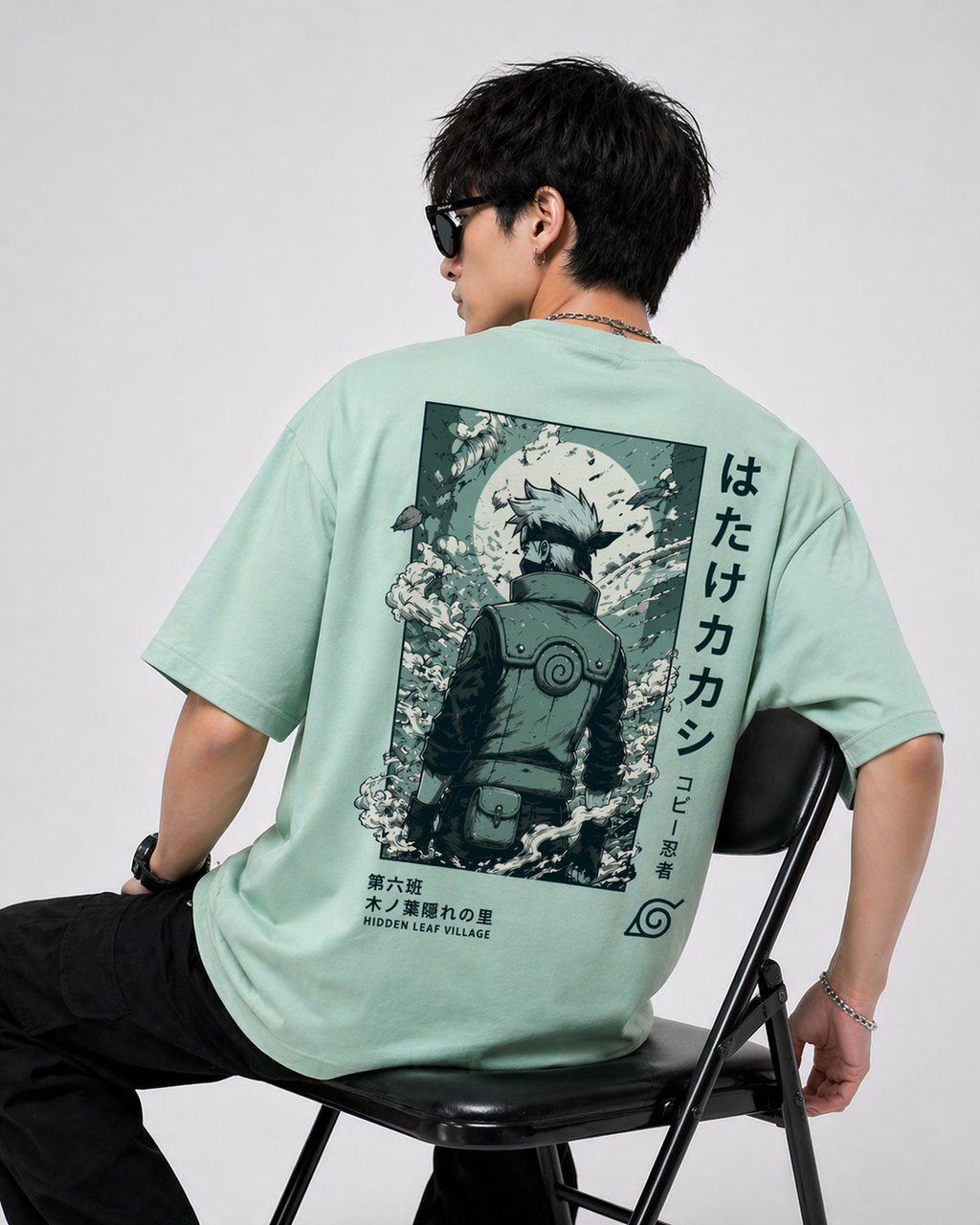 GNB "Lone Shinobi" Relaxed Fit / Loose Fit (Oversized) Tee – Sage Green