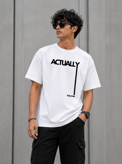 GNB “Actually You Can” Oversized Tee – White