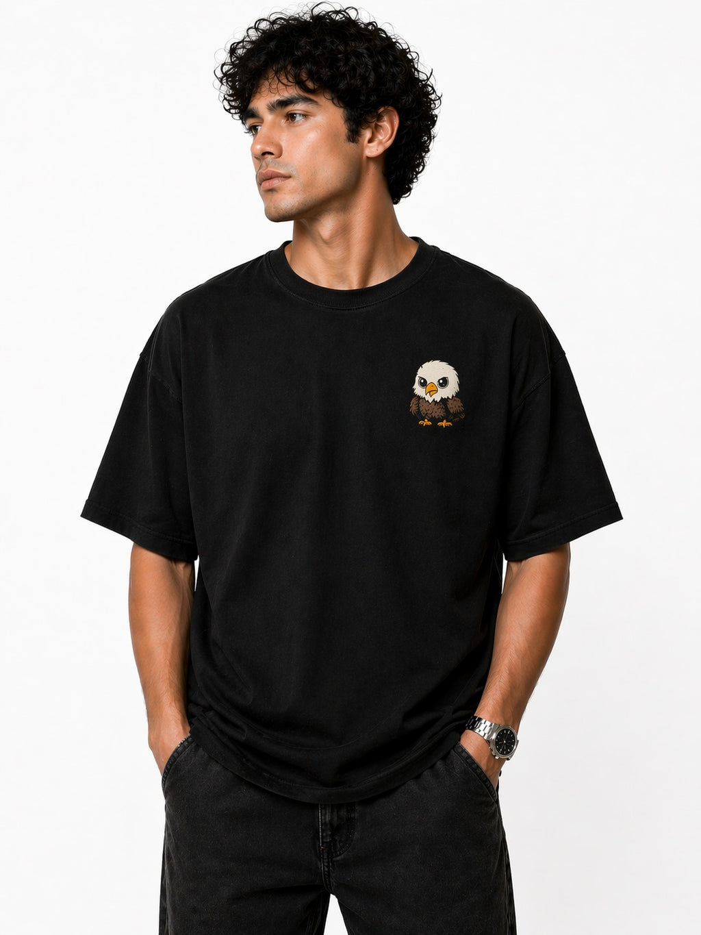 GNB Freedom Eagle Relaxed Fit / Loose Fit (Oversized) Tee – Black
