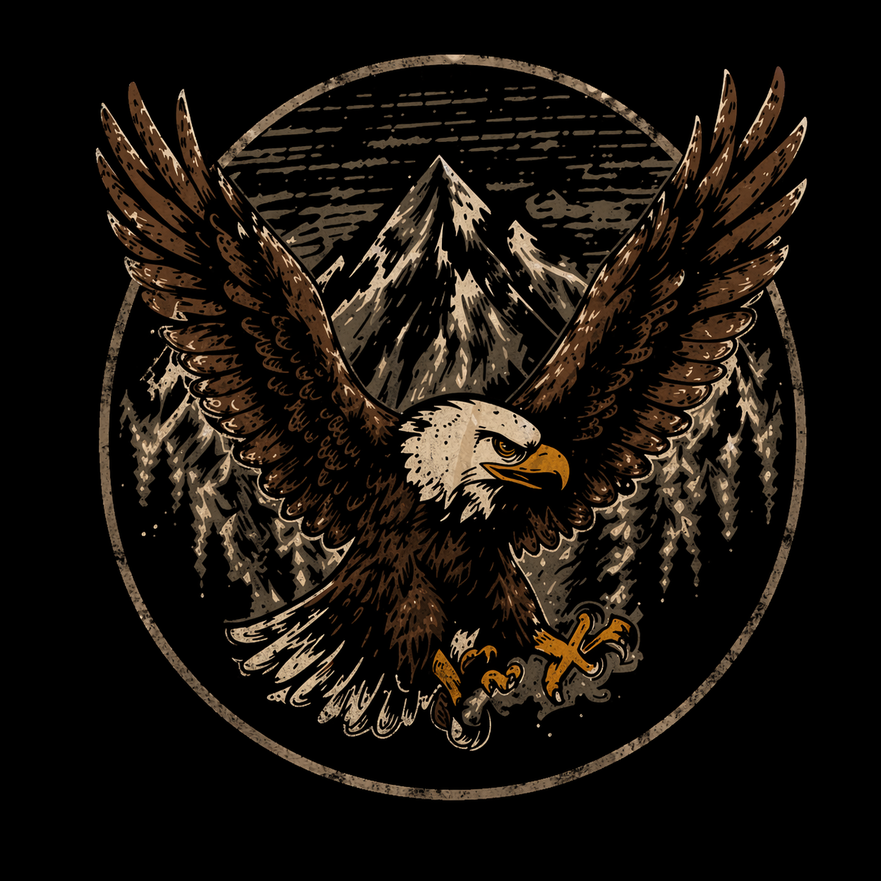 GNB Freedom Eagle Relaxed Fit / Loose Fit (Oversized) Tee – Black