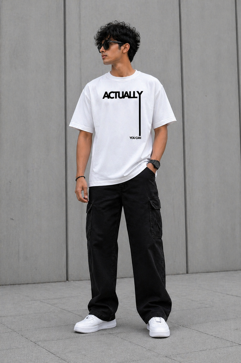 GNB “Actually You Can” Oversized Tee – White