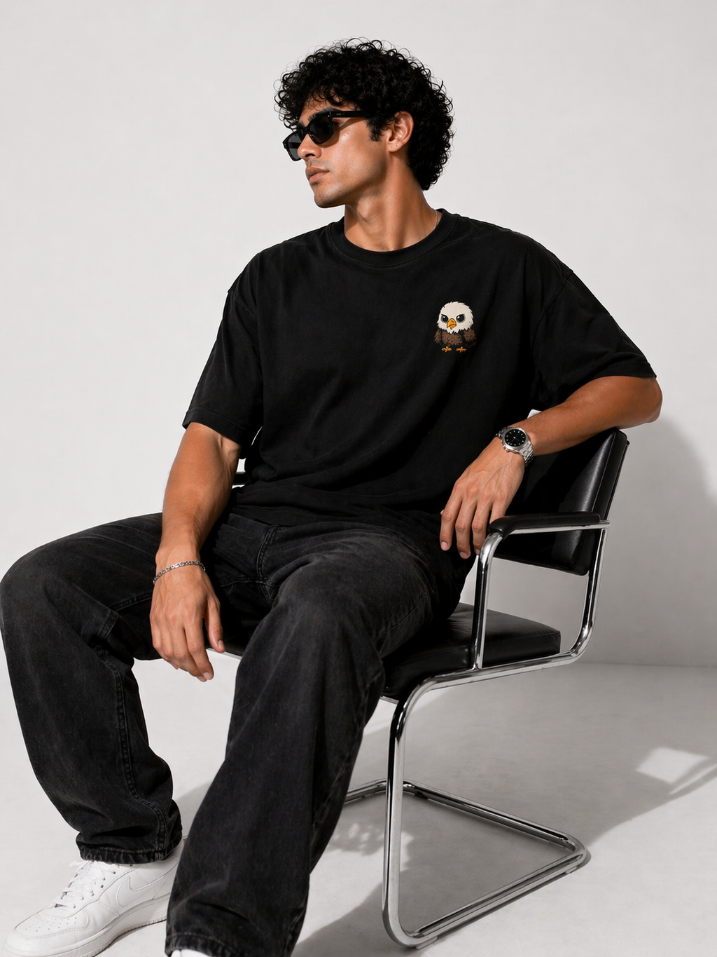 GNB Freedom Eagle Relaxed Fit / Loose Fit (Oversized) Tee – Black