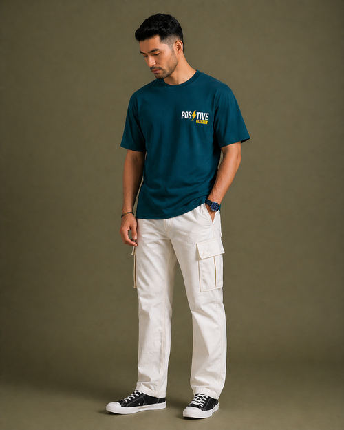 GNB "Positive Energy" Relaxed Fit / Loose Fit (Oversized) Tee – Sage Green