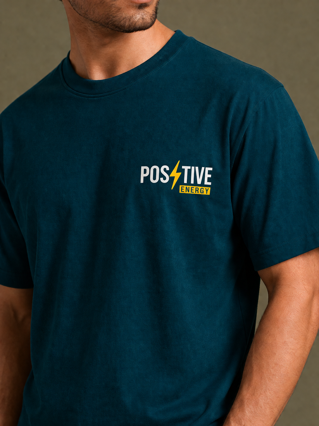 GNB "Positive Energy" Relaxed Fit / Loose Fit (Oversized) Tee – Sage Green
