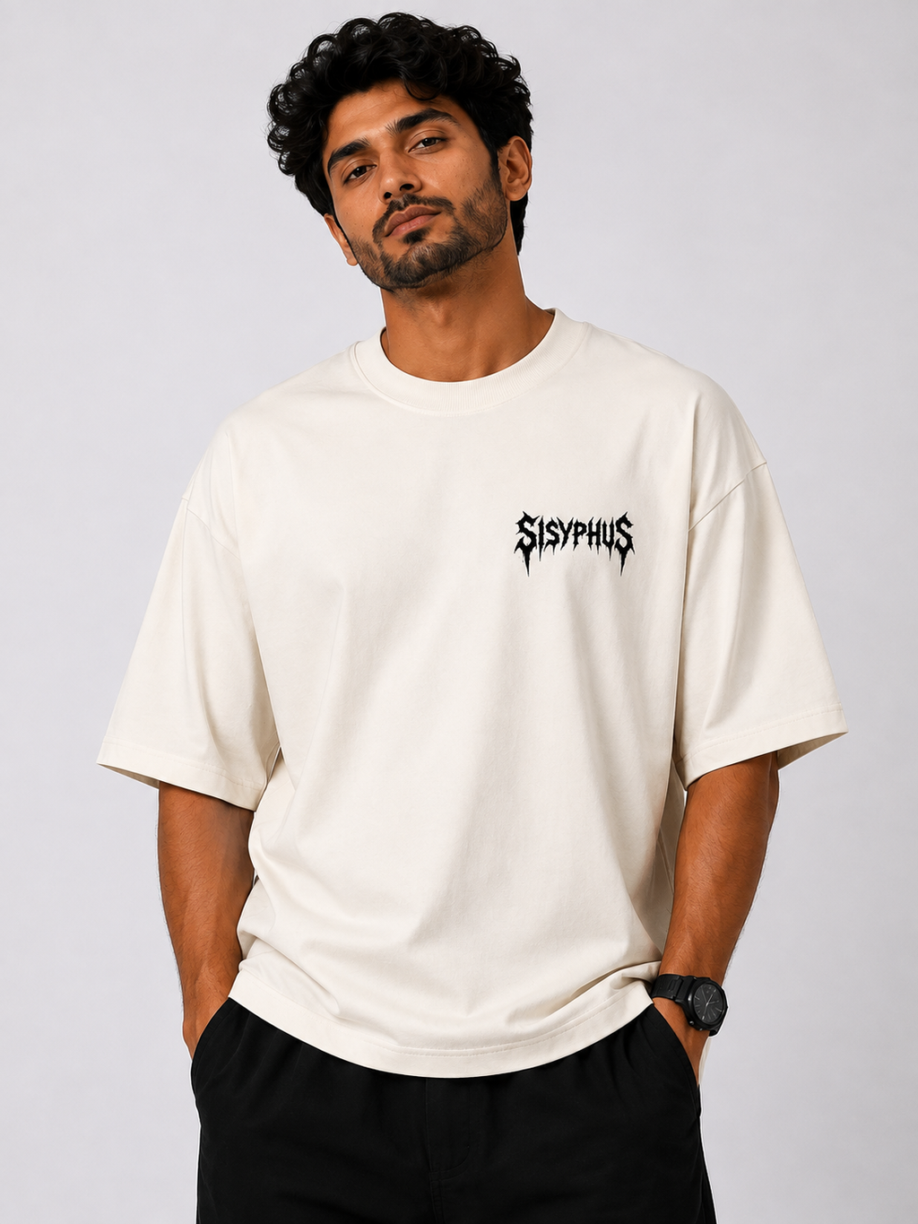Sisyphus Oversized T-Shirt – Premium 240 GSM Cotton | Front & Back Graphic