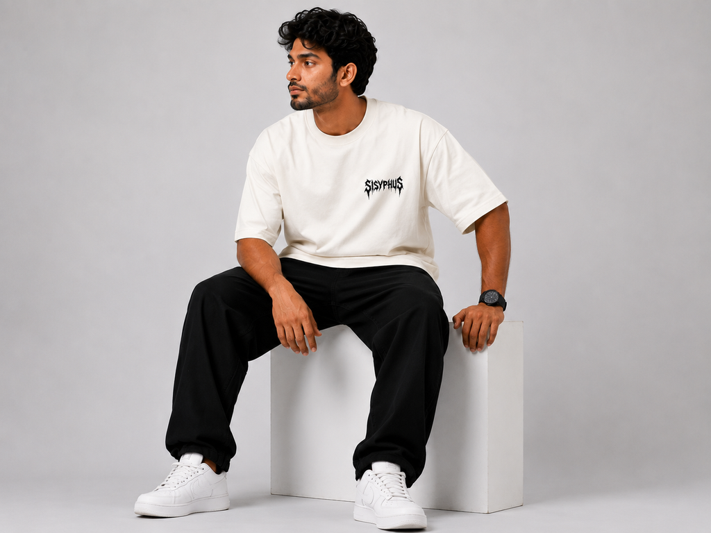 Sisyphus Oversized T-Shirt – Premium 240 GSM Cotton | Front & Back Graphic