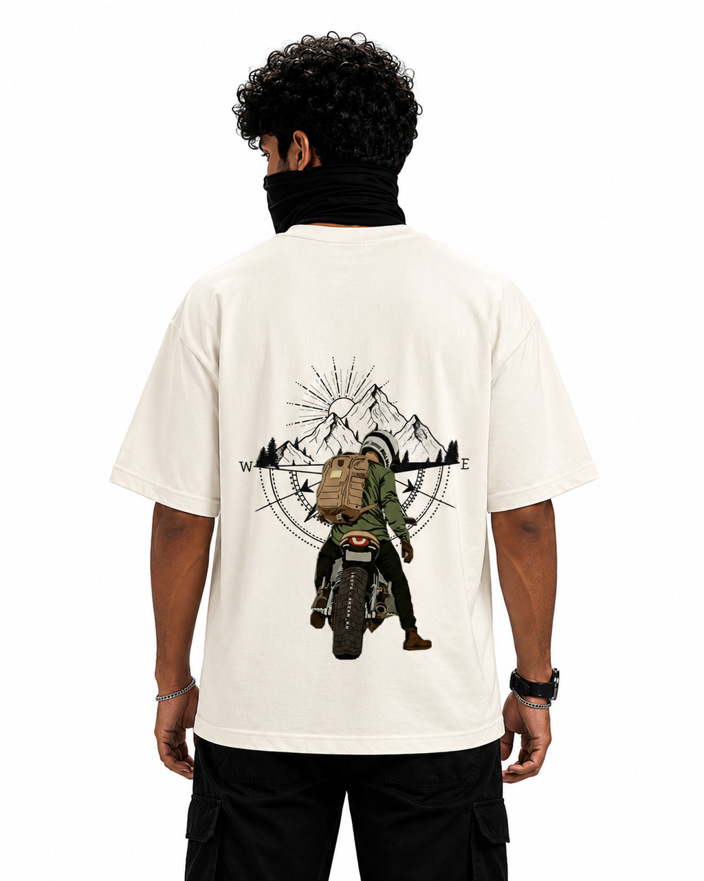 Reality Rider Oversized Off-White Graphic T-Shirt | 240 GSM Premium Cotton | Unisex