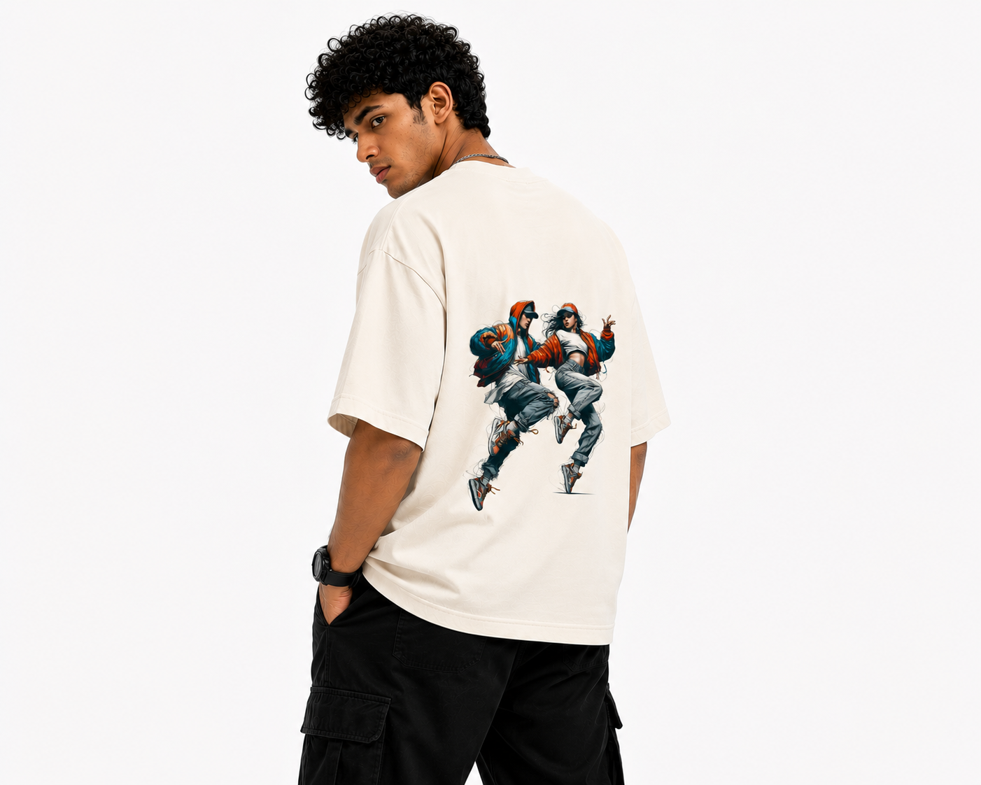 Urban Rhythm Oversized Graphic T-Shirt – Off White | 240 GSM Premium Cotton