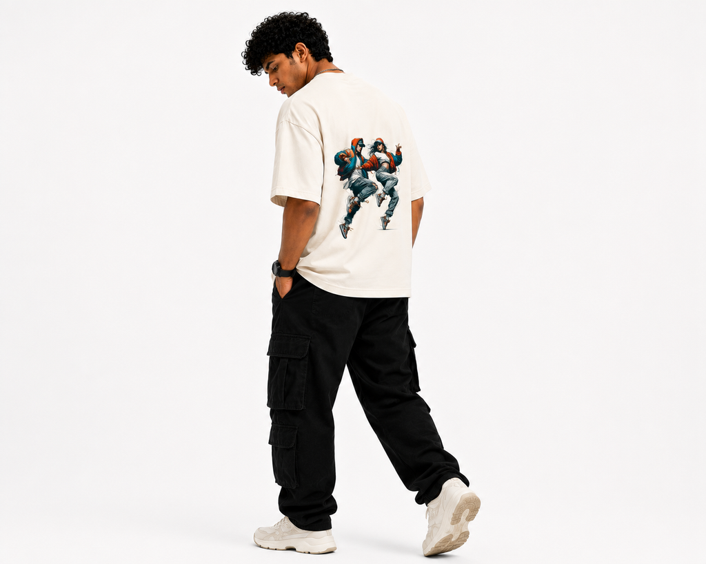Urban Rhythm Oversized Graphic T-Shirt – Off White | 240 GSM Premium Cotton