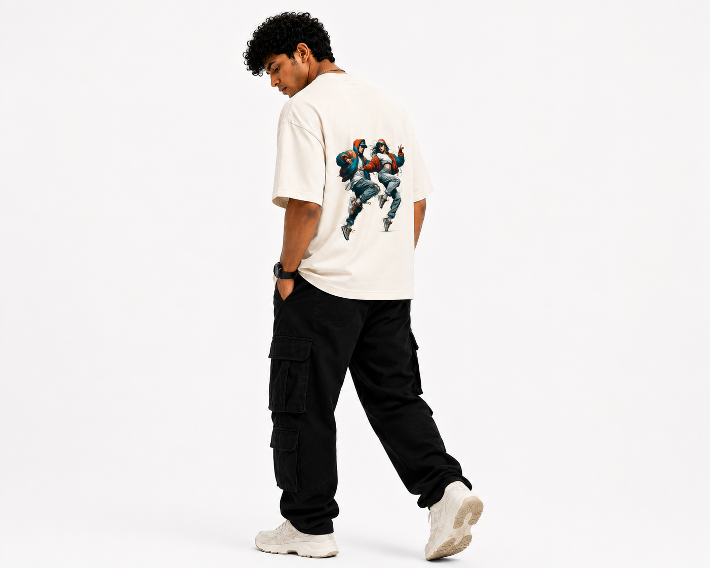 Urban Rhythm Oversized Graphic T-Shirt – Off White | 240 GSM Premium Cotton