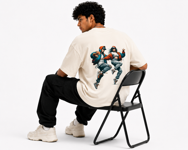 Urban Rhythm Oversized Graphic T-Shirt – Off White | 240 GSM Premium Cotton