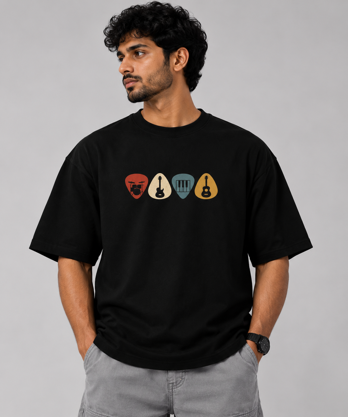 Vintage Music Picks Oversized T-Shirt | Premium 240 GSM Cotton