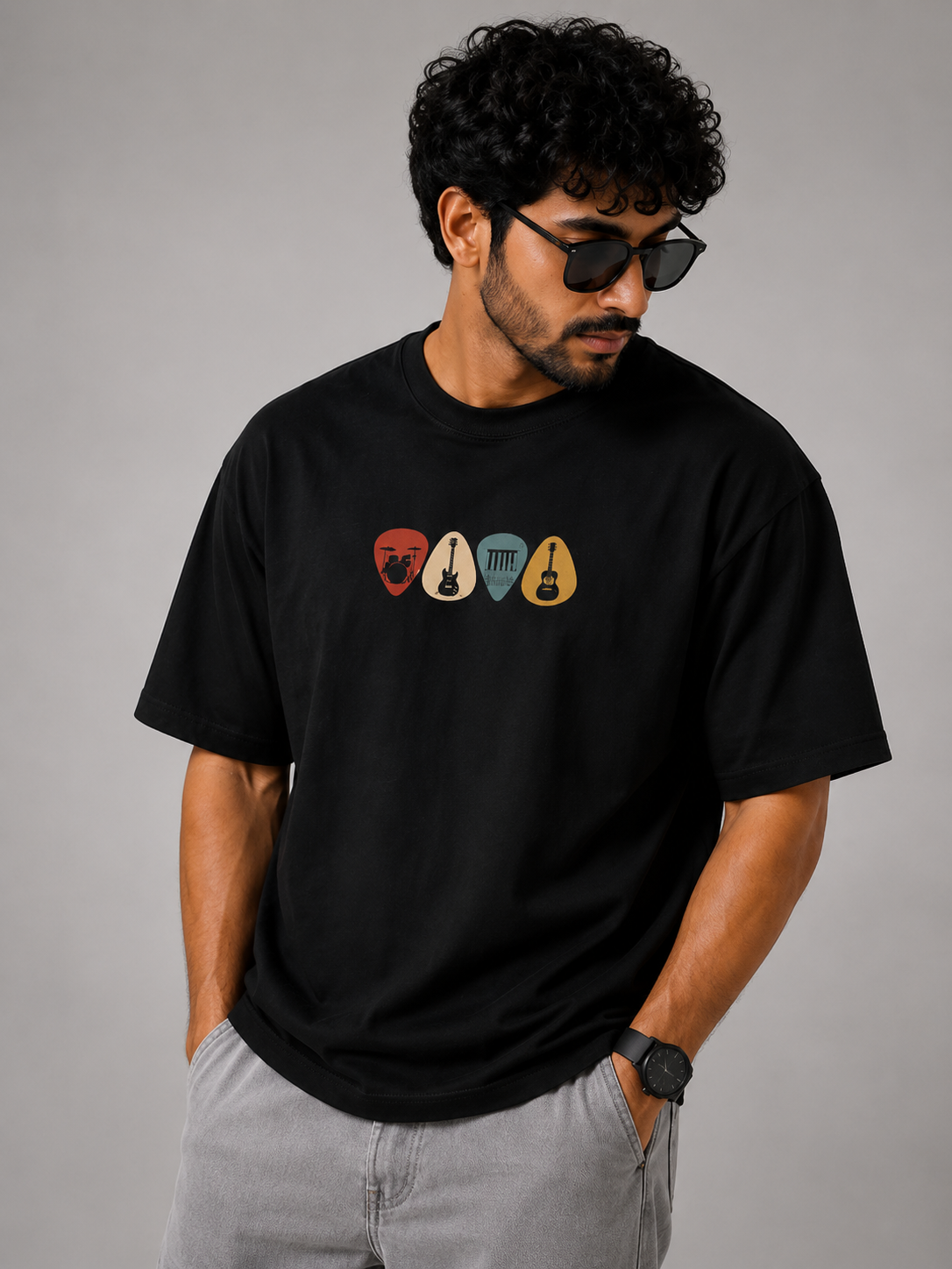 Vintage Music Picks Oversized T-Shirt | Premium 240 GSM Cotton