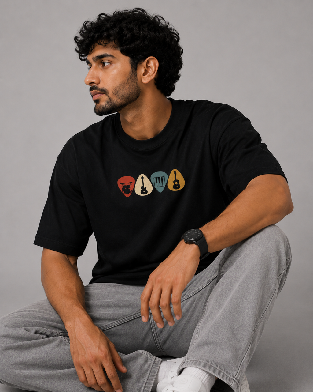 Vintage Music Picks Oversized T-Shirt | Premium 240 GSM Cotton