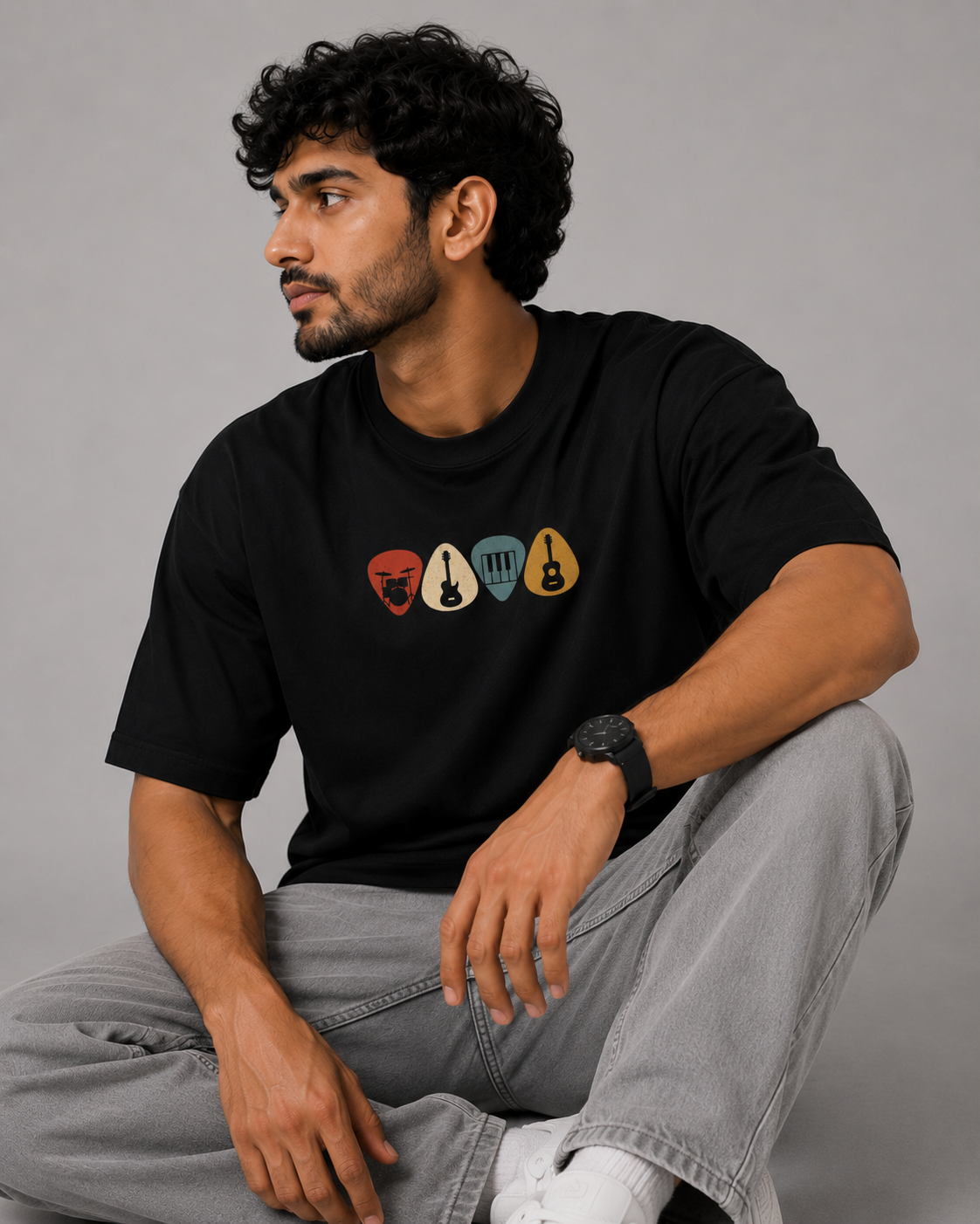 Vintage Music Picks Oversized T-Shirt | Premium 240 GSM Cotton