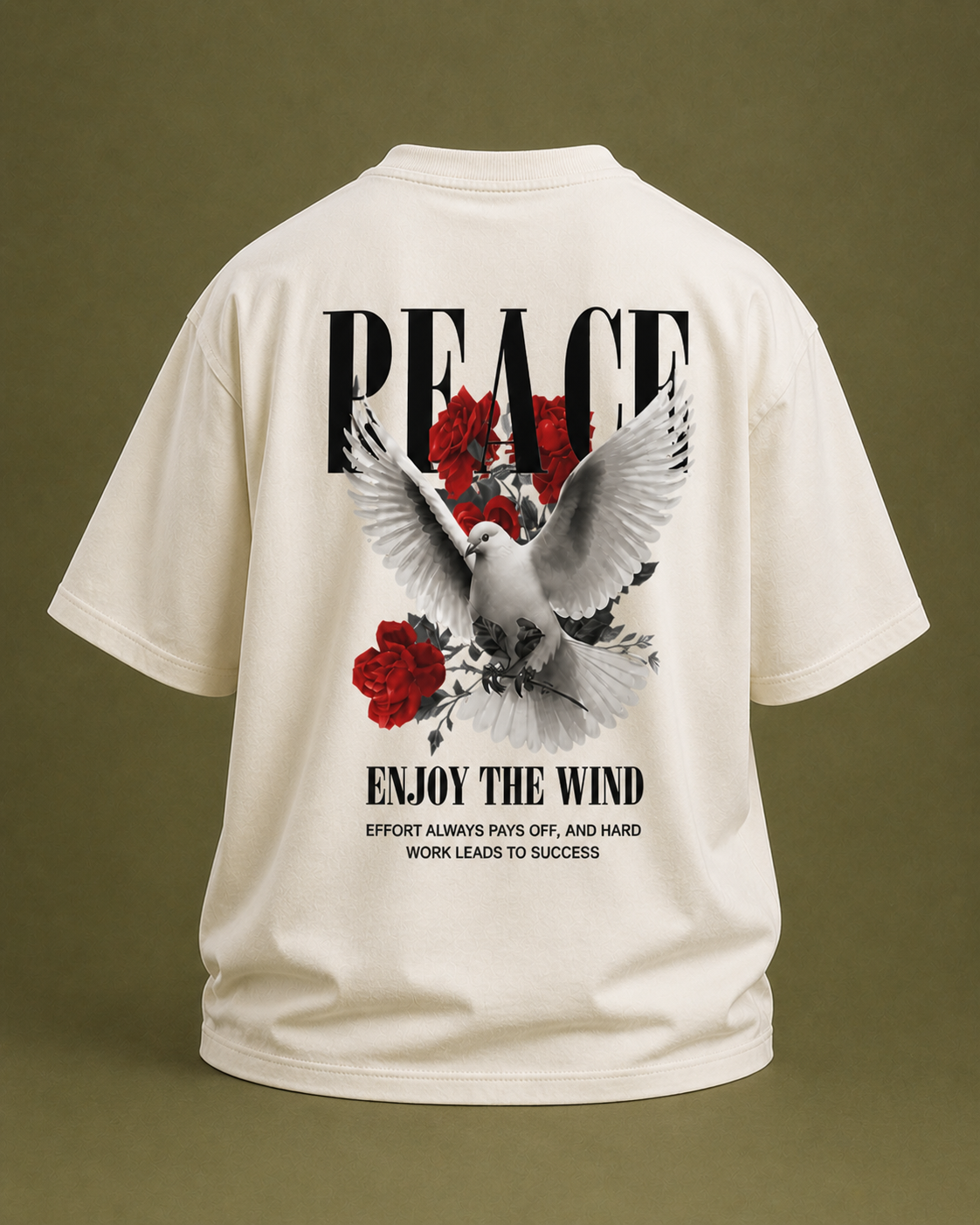 GNB "PEACE" Releaxed / loose fit (oversized) Tees- Offwhite