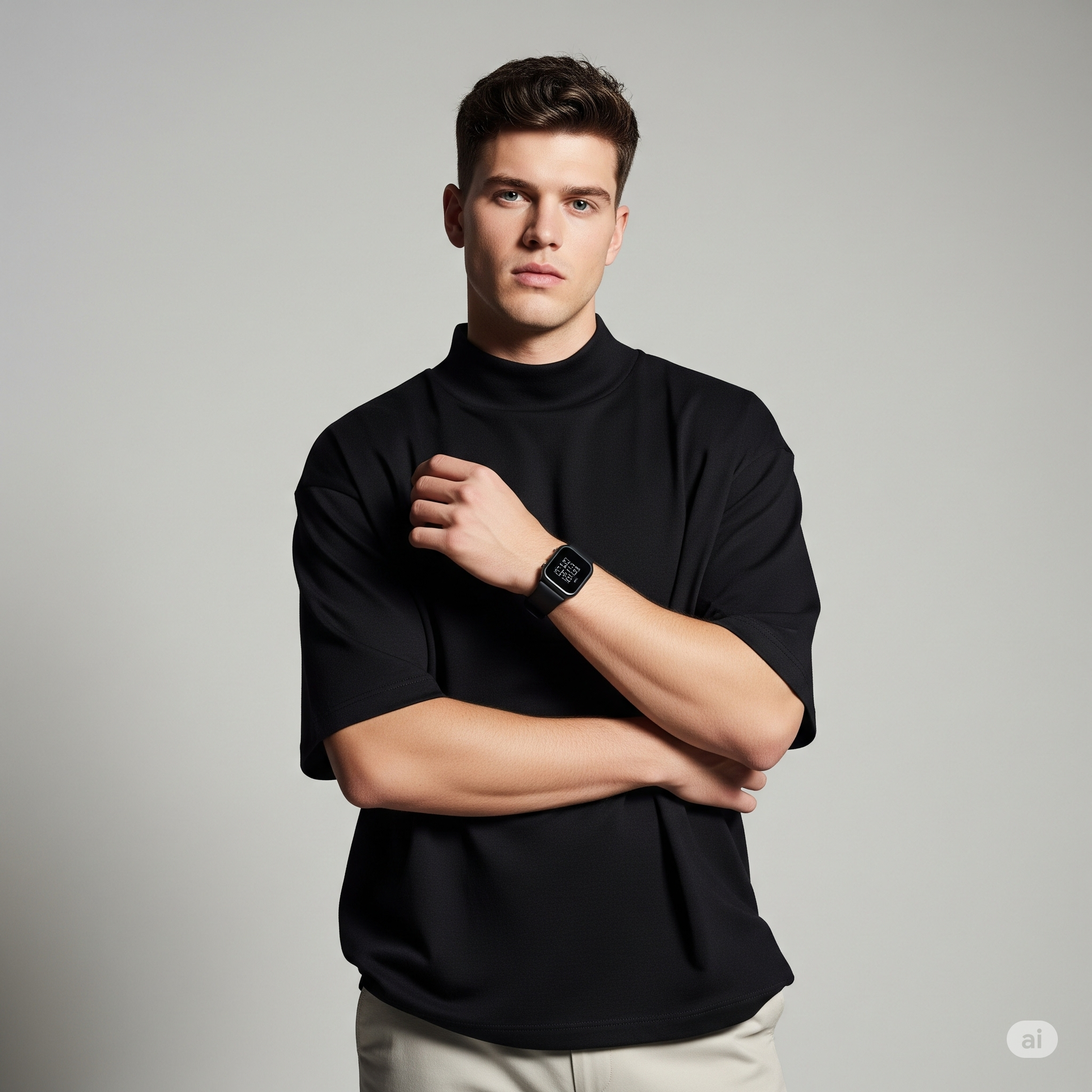 Drop Shoulder French terry T-shirt - Black