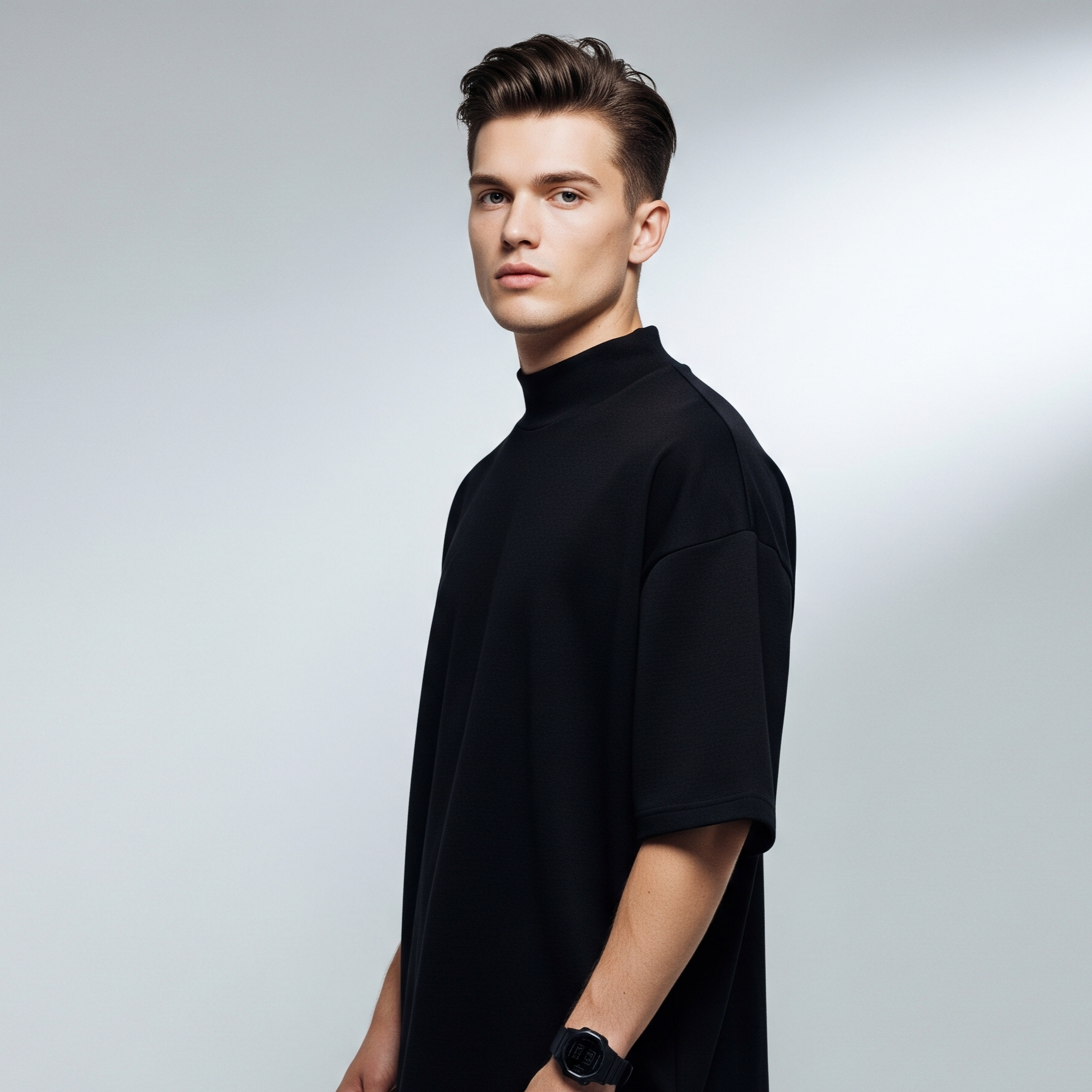 Drop Shoulder French terry T-shirt - Black