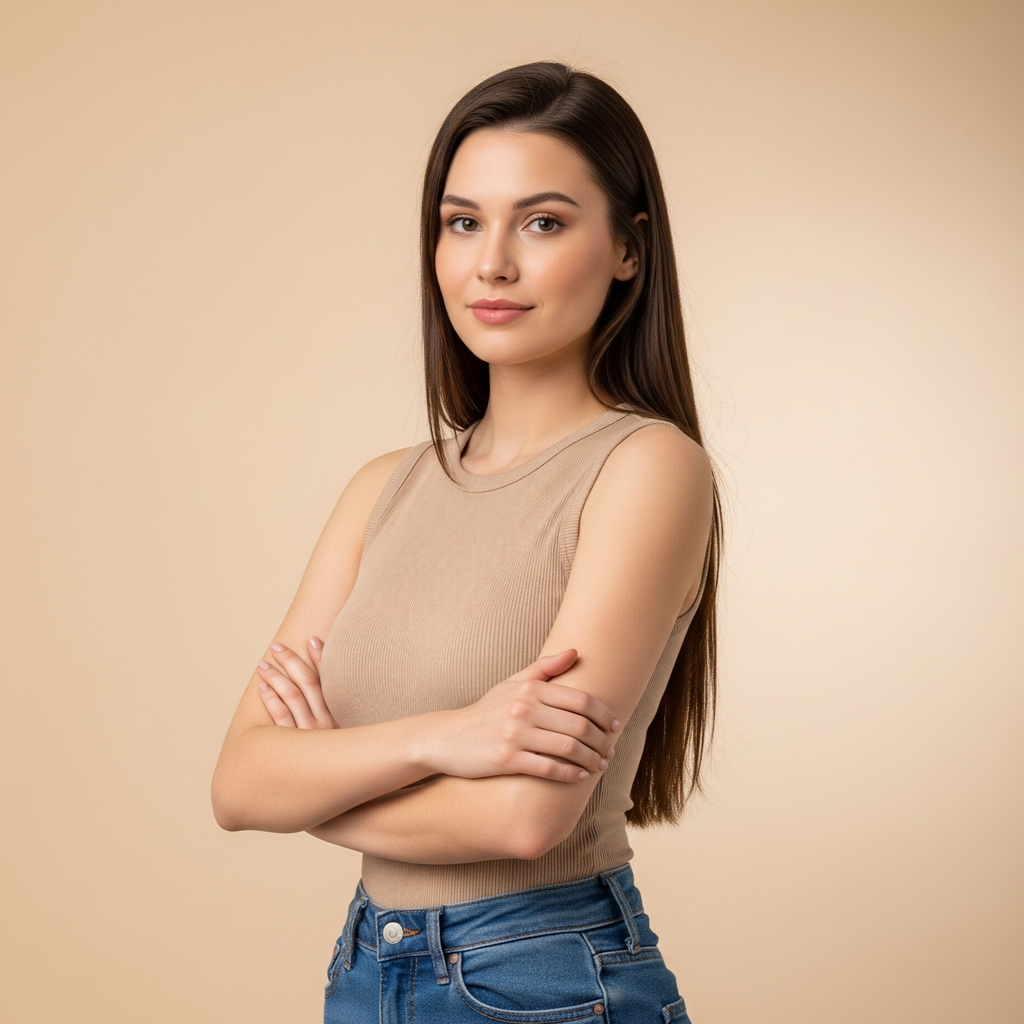 Women's Solid Sleeveless Top - Beige