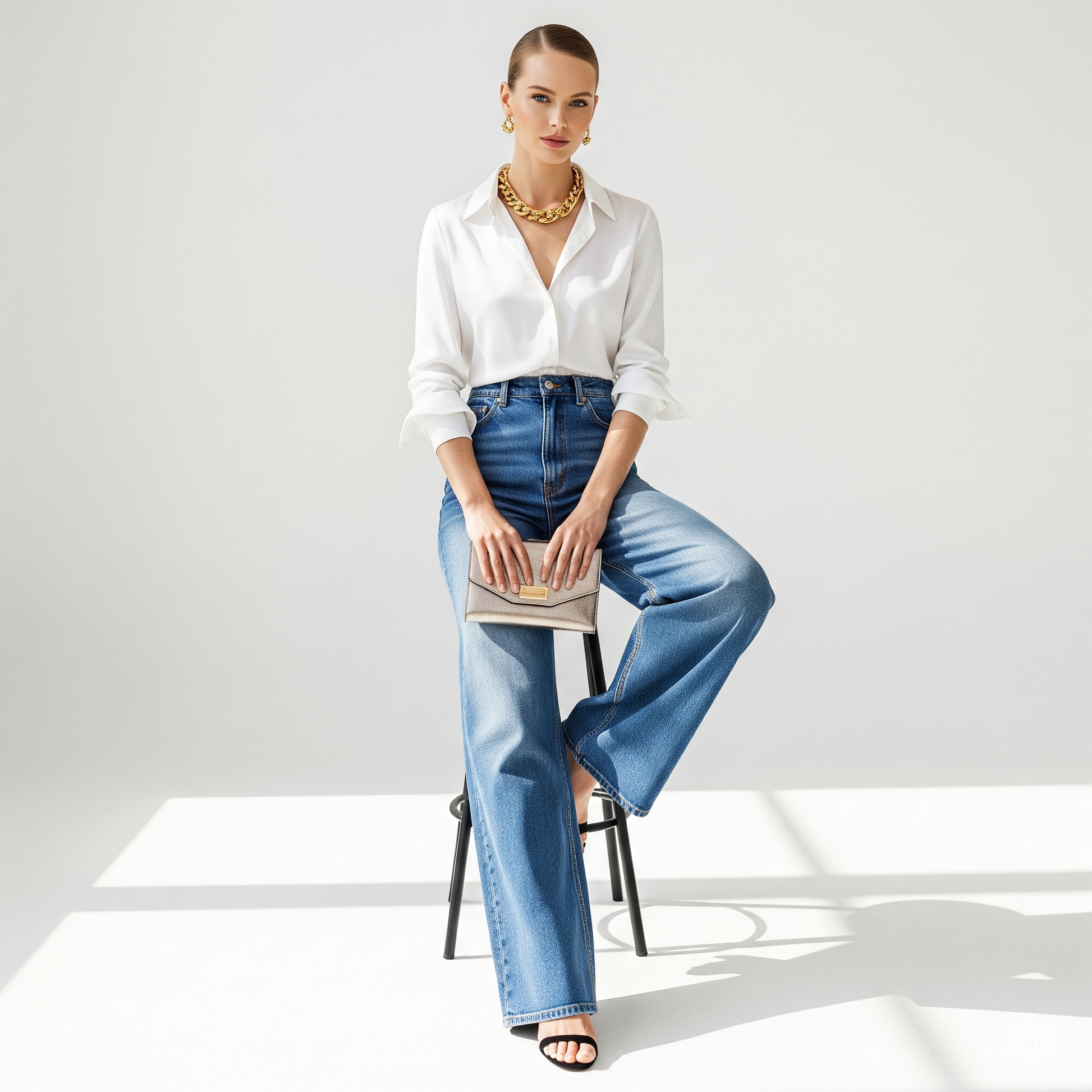 Women's Satin Shirts - White