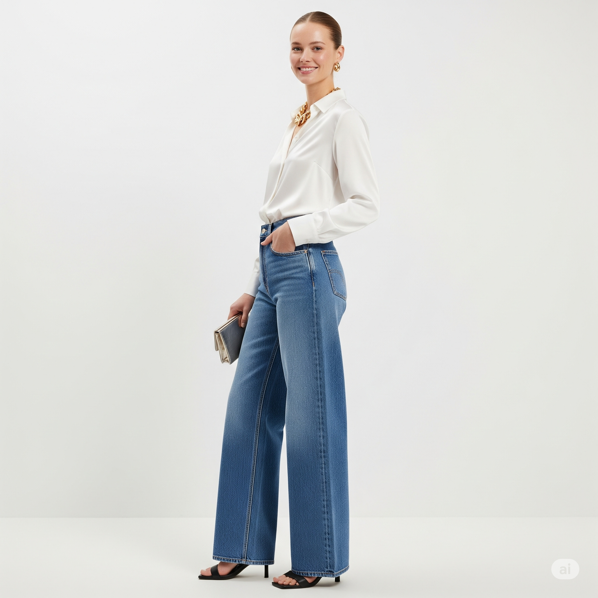 Women's Satin Shirts - White