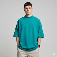 Drop Shoulder French terry T-shirt - Crystal Teal