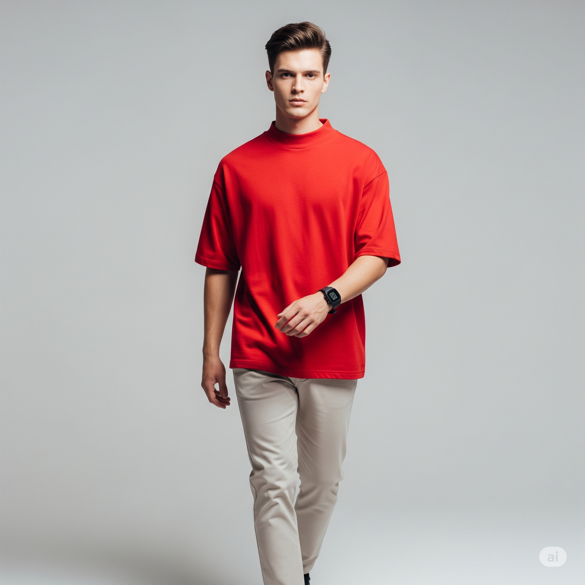 Drop Shoulder French terry T-shirt - Heatwave