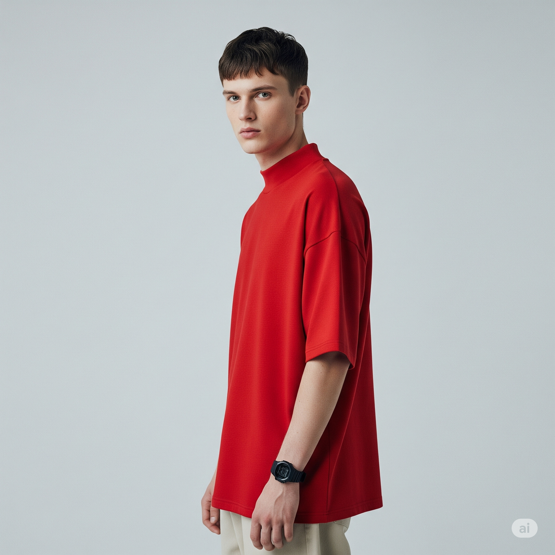 Drop Shoulder French terry T-shirt - Heatwave
