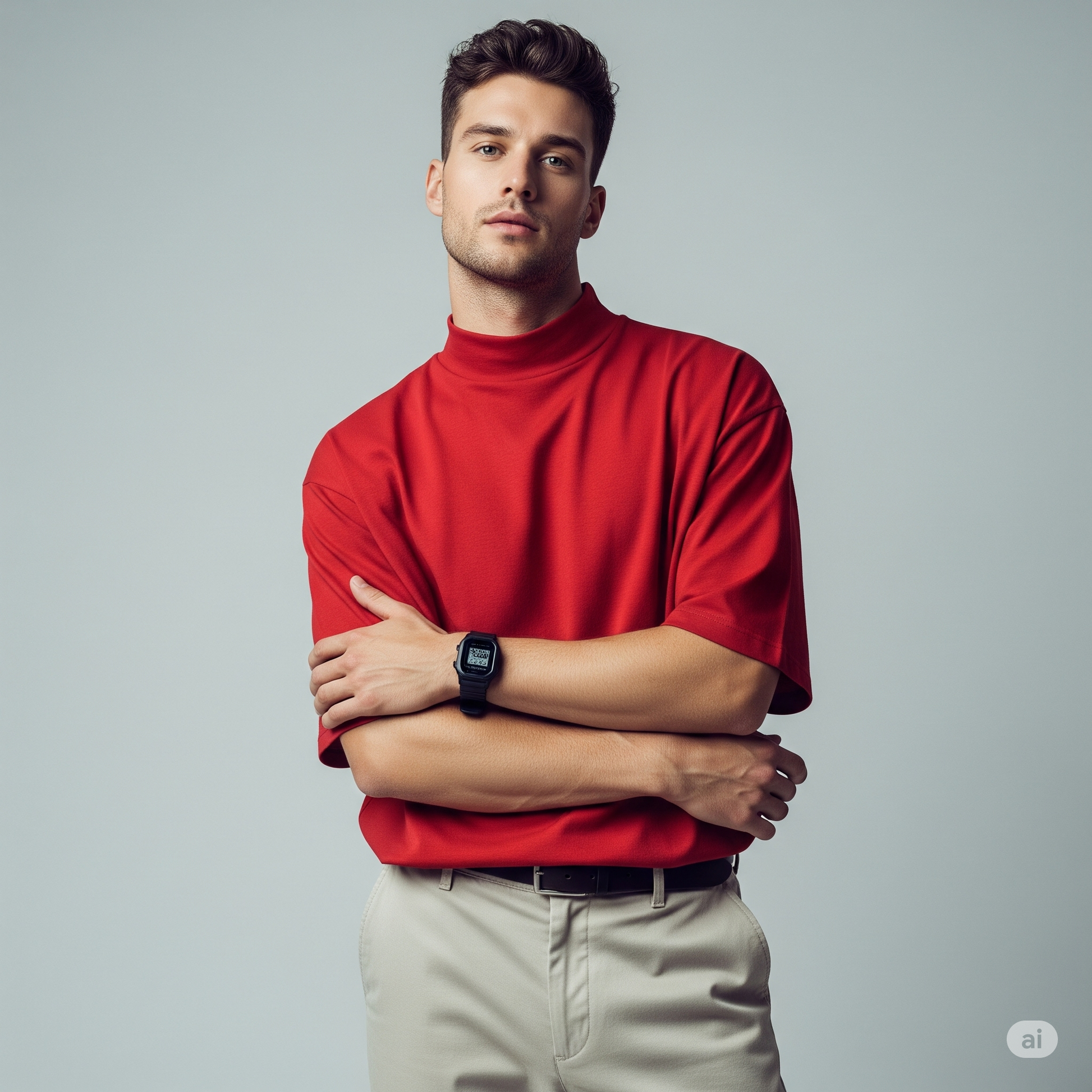 Drop Shoulder French terry T-shirt - Heatwave