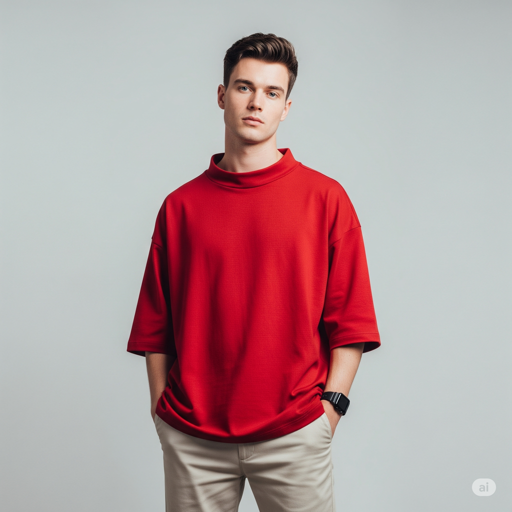 Drop Shoulder French terry T-shirt - Heatwave