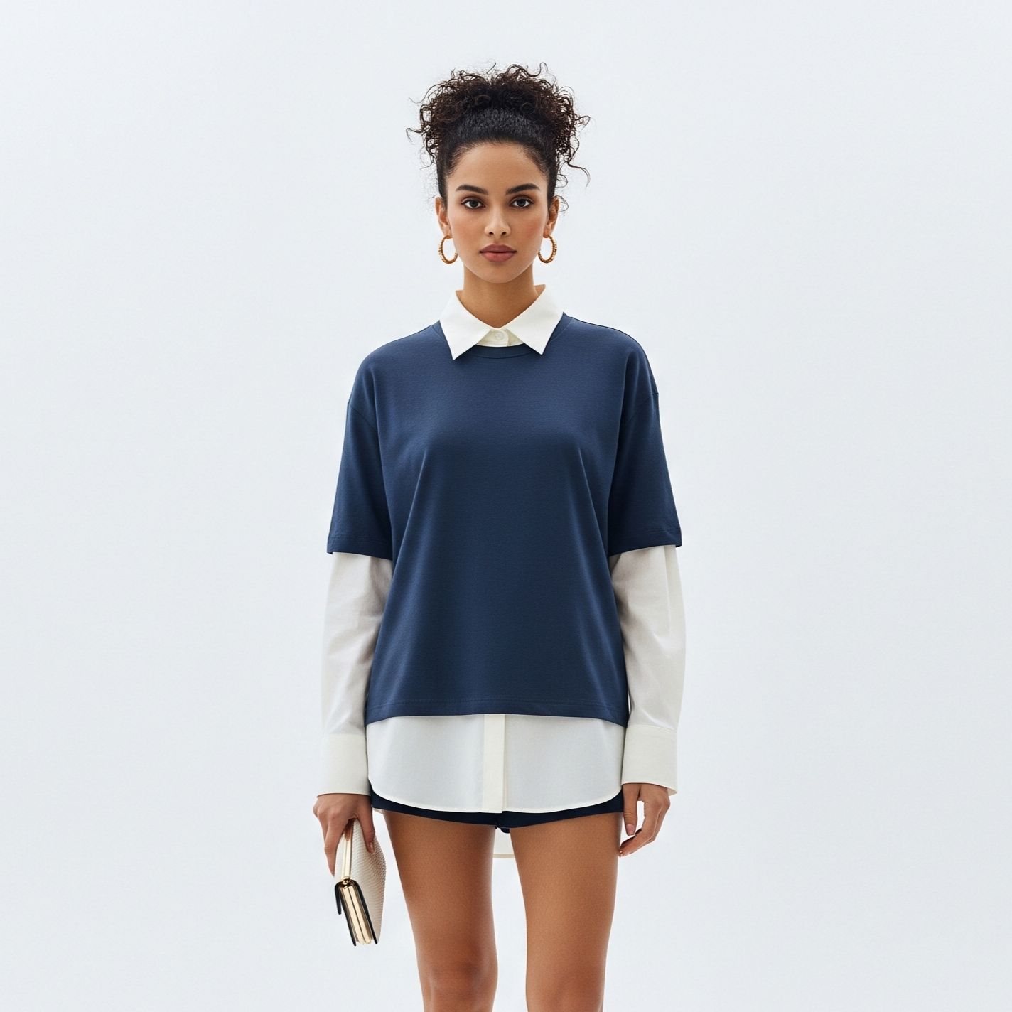Women's Solid T-shirts - Navy