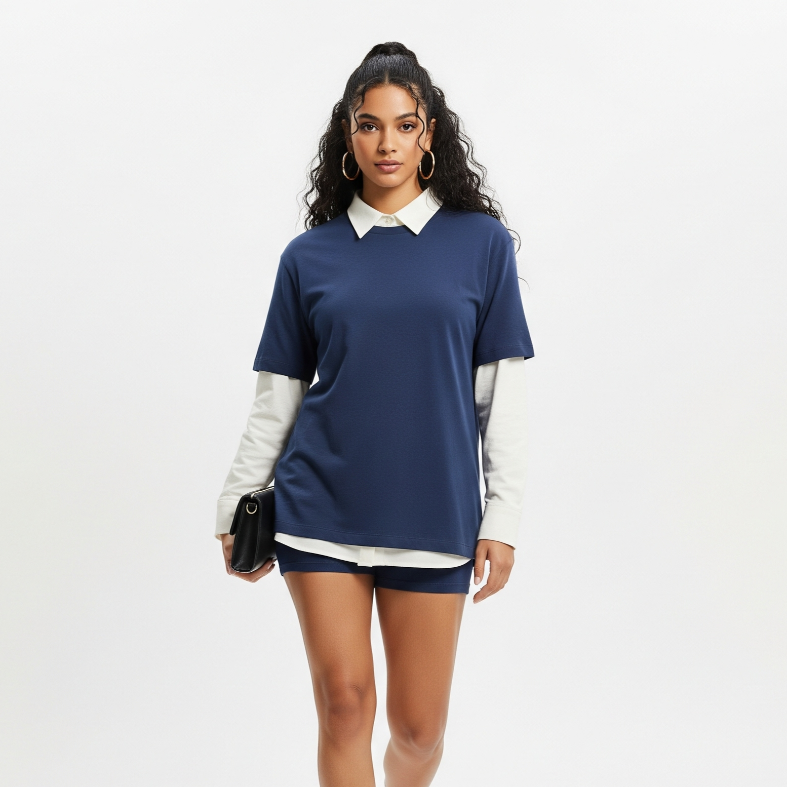 Women's Solid T-shirts - Navy