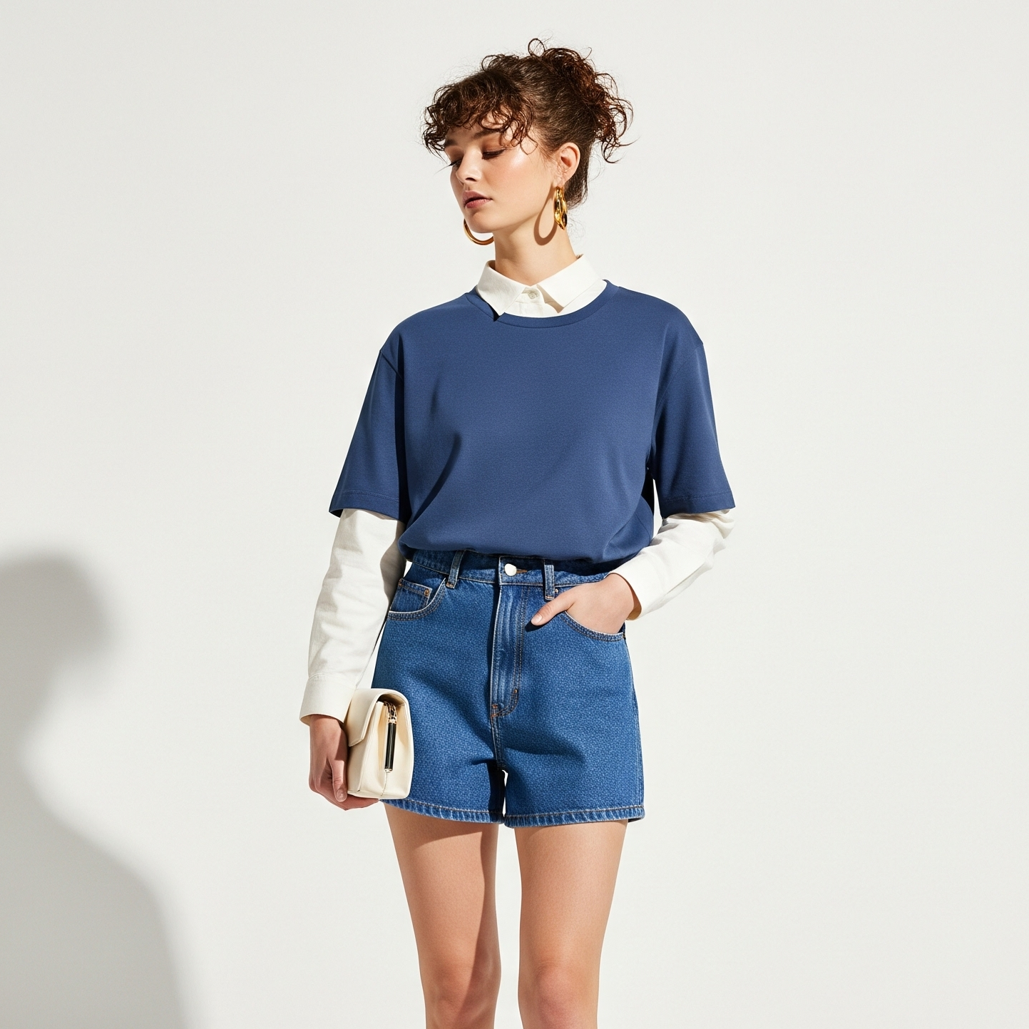 Women's Solid T-shirts - Navy