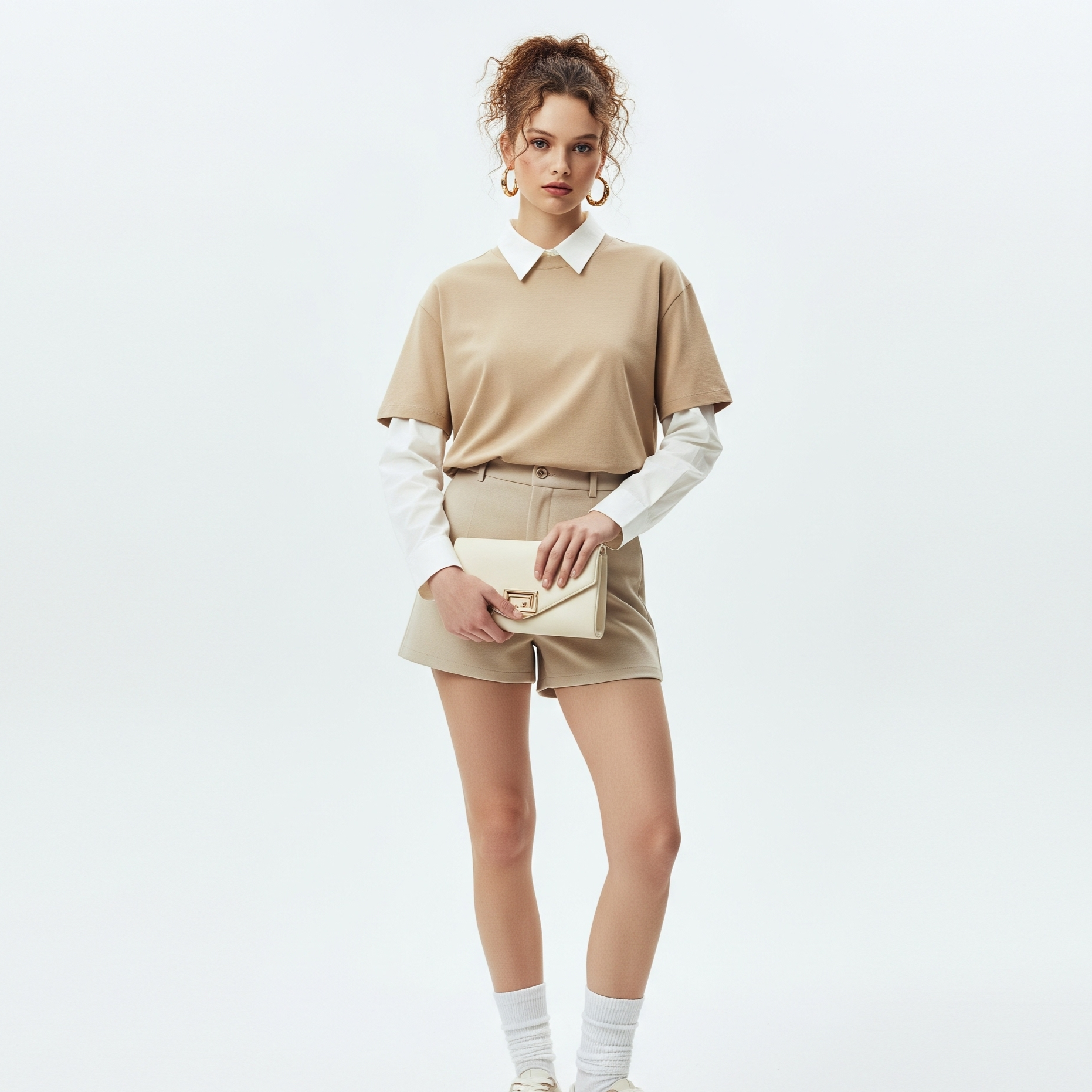 Women's Solid T-shirts - Beige