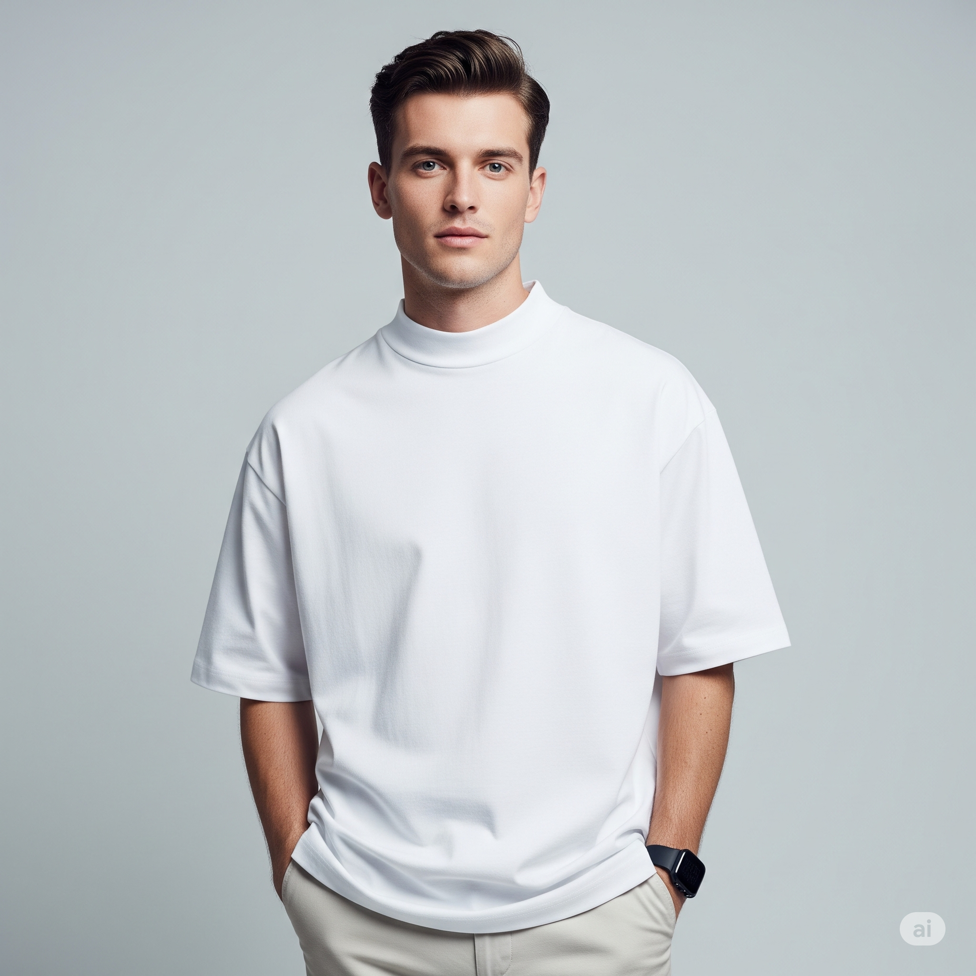 Drop Shoulder French terry T-shirt - White