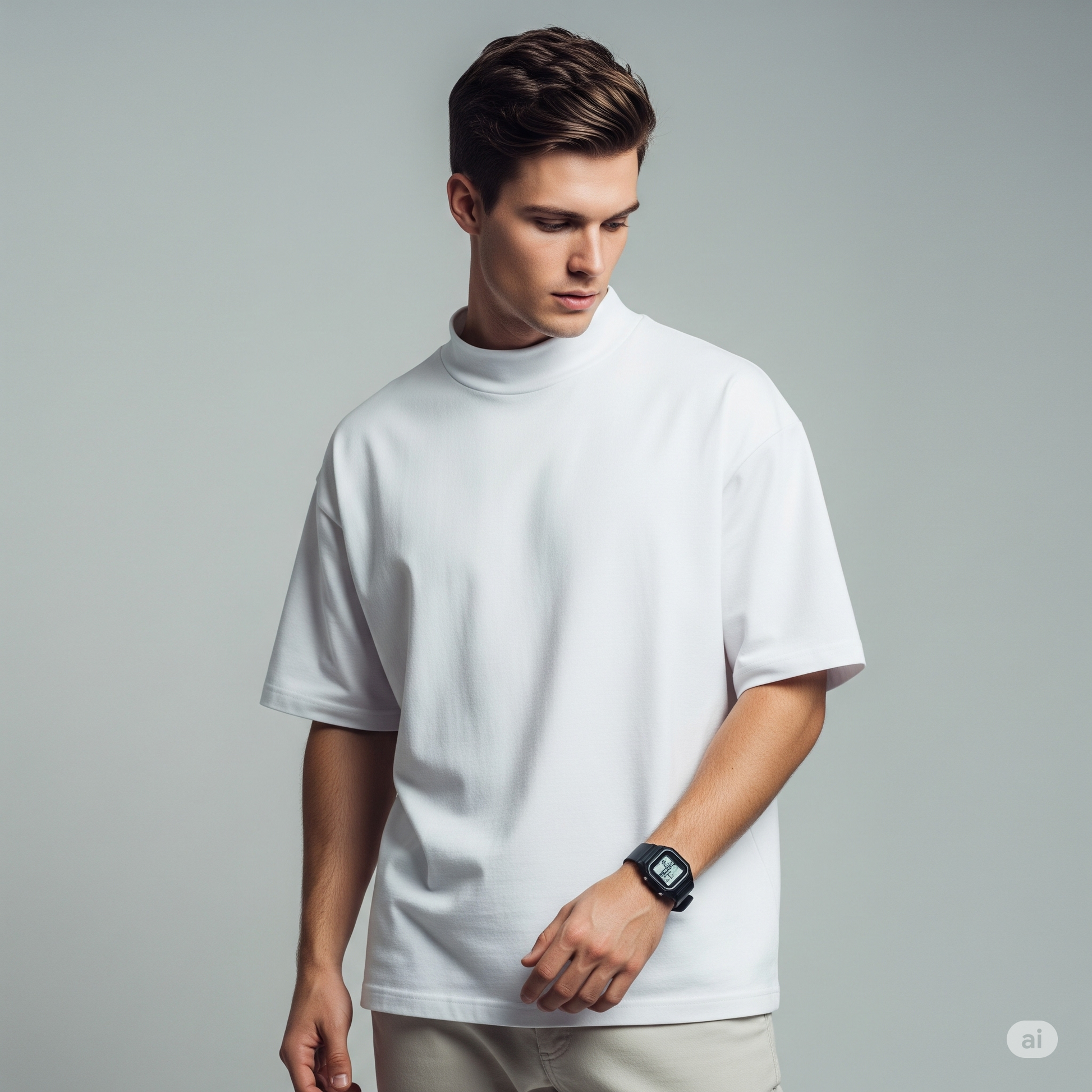 Drop Shoulder French terry T-shirt - White